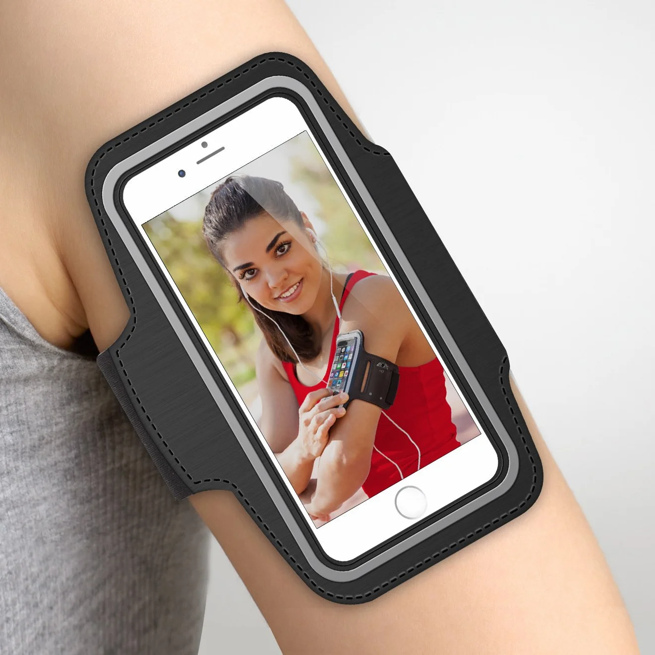 MMOBIEL Sports Arm Band kompatybilny z iPhone/Samsung/Xiaomi/Huawei i więcej - 4,7 cala - Kieszeń telefonu do joggingu i sportu - odporna na refleksję i spawanie - czarny - czarny