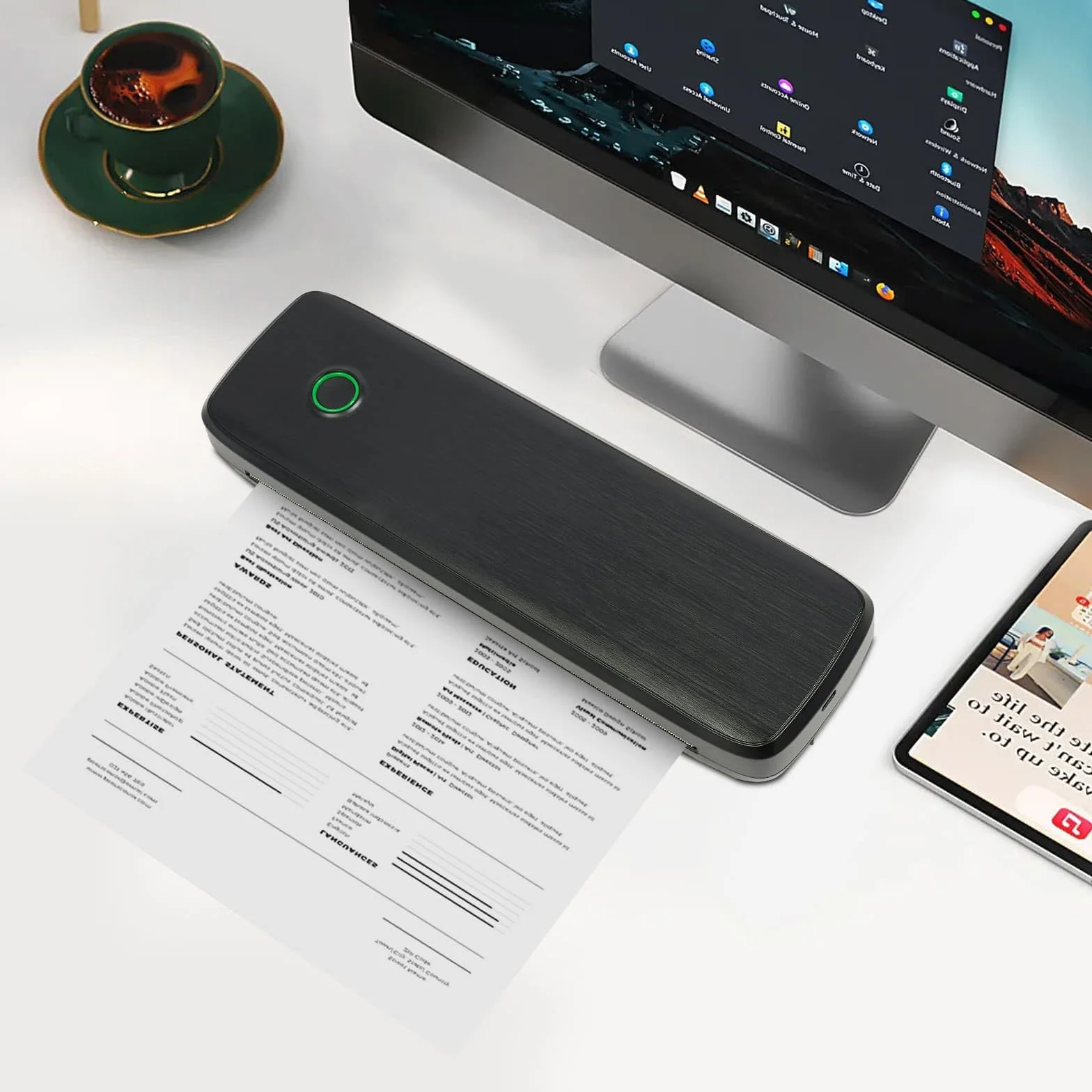 Przenośna mini drukarka termiczna, drukarka bez tuszu Bluetooth, kompatybilna z systemami Android i iOS, idealna do dokumentów, notatek, etykiet (czarna)