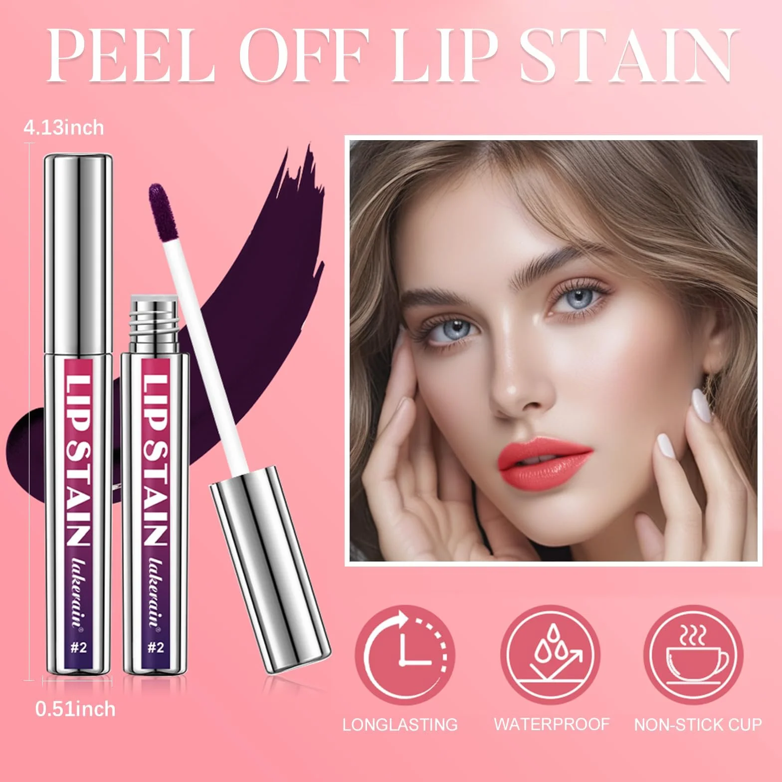 Prreal Zestaw 3 szt. peel off Lip Liner Stainstain, matowe wykończenie konturówki do ust, wodoodporny, długotrwały, nieprzywierający