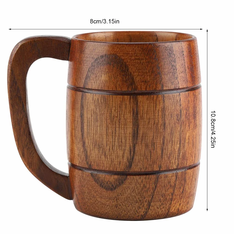 GLOGLOW Drewniany kubek do piwa 8 cm średnicy 10,8 cm wysokości
