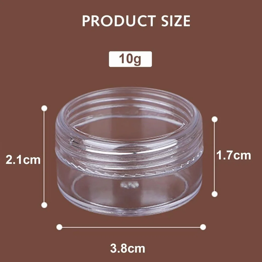 5 szt. słoików na kosmetyki przezroczyste plastikowe podróżne słoiki na próbki z mini łyżkami i naklejkami z etykietami (5 x 10 g)