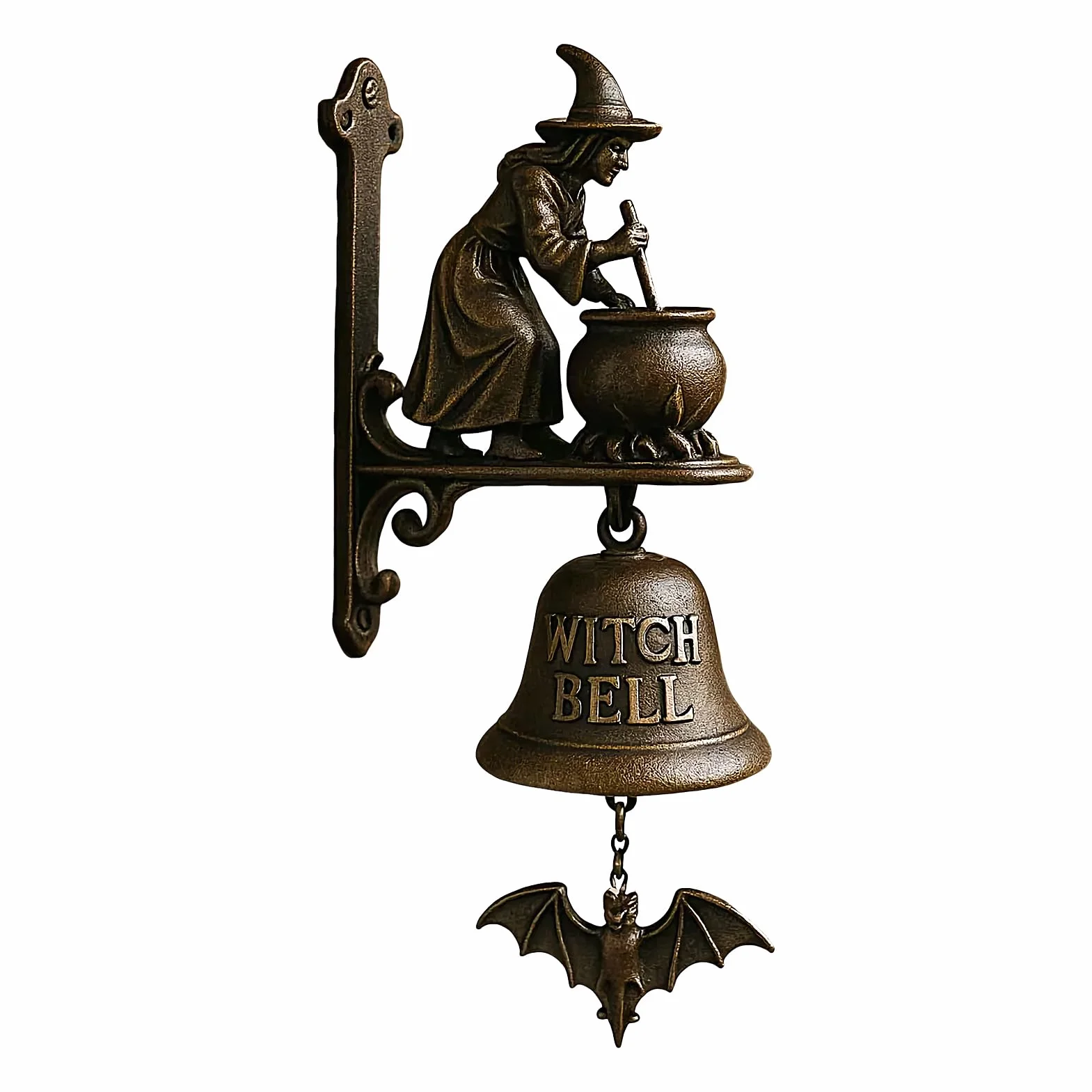 Shopkeepers Bell Decorative Doorbell Witch Dachshund Design Manual Ring Hangable Outdoor Wall Porch Cottage Style Entry Bell 7.87in
