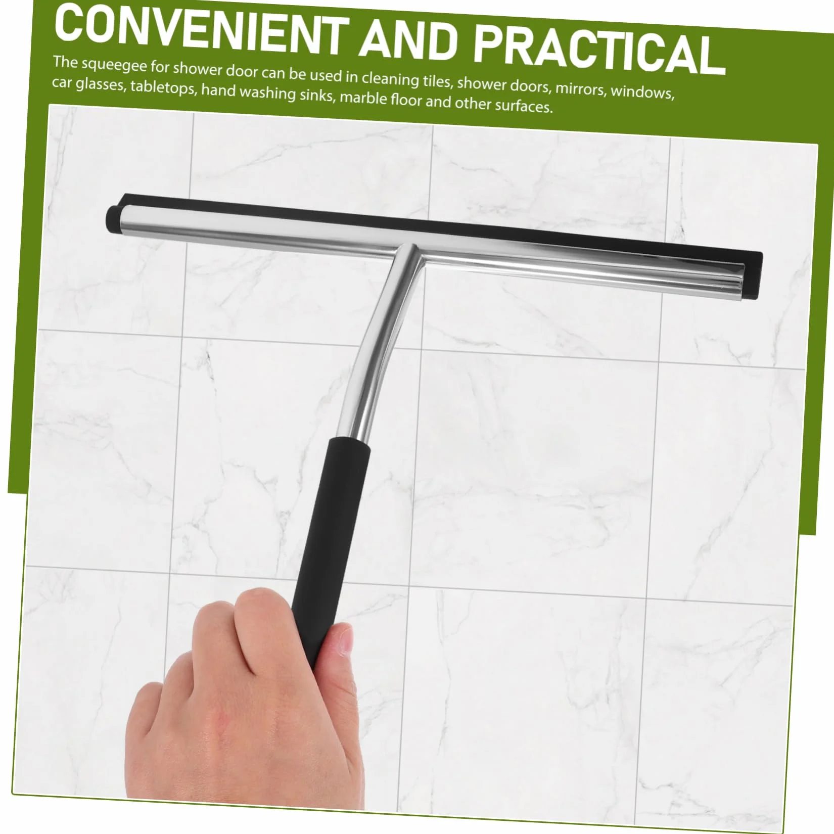 Mobestech 1kawałek Squeegee Do Okien z Stali Nierdzewnej i Silikonu Ergonomiczny Uchwyt Narzędzie Do Czyszczenia Szkła Kolor Losowy Idealny Łazienki i Samochodu
