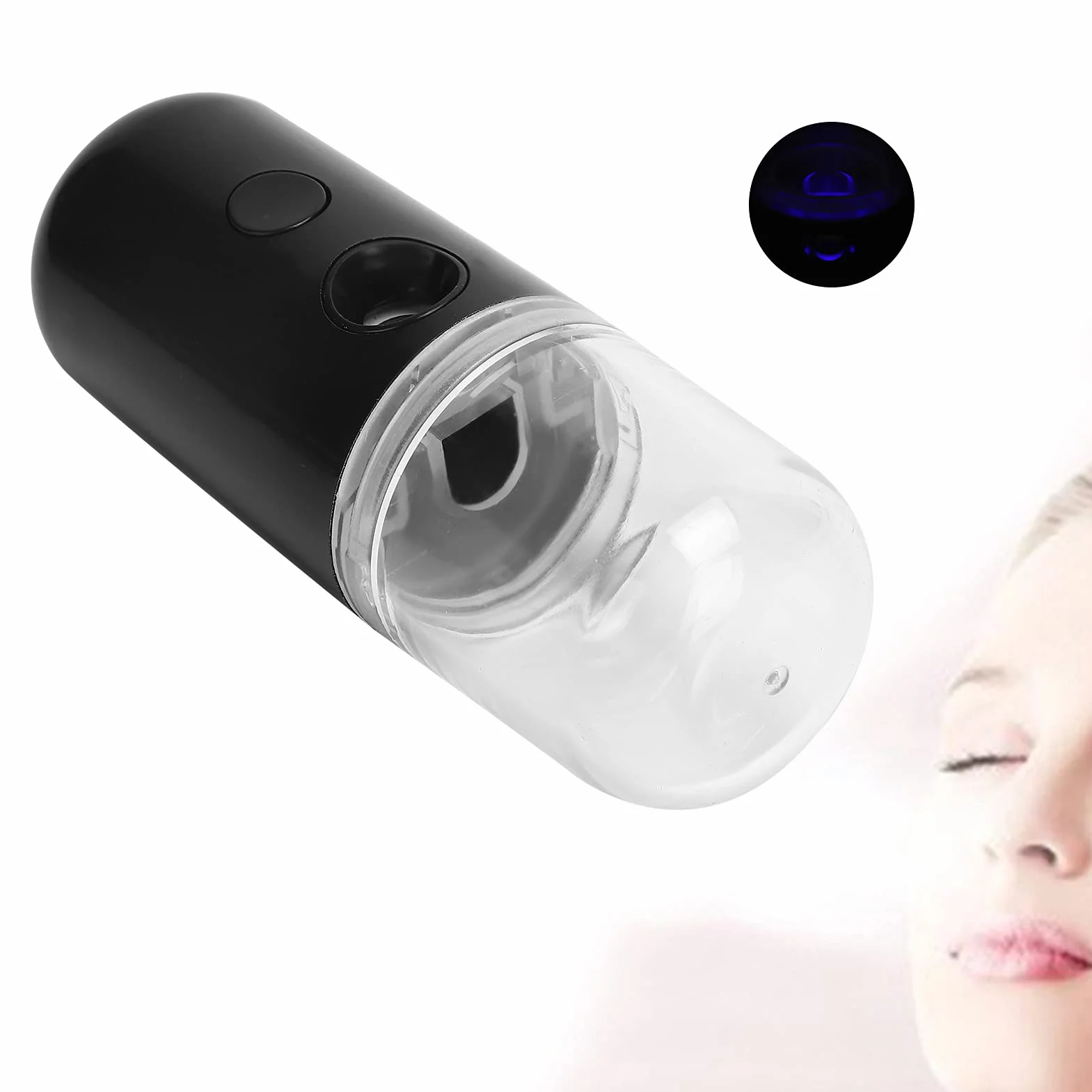 RiToEasysports Nawilżacz Twarzy Nawilżacz USB Nawilżanie Skóry Narzędzie Przenośna Mgła Spray (BLACK)