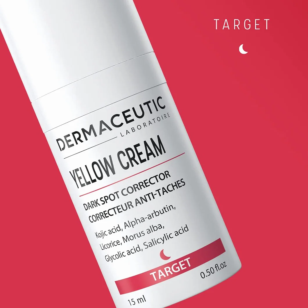 Dermaceutic Yellow Cream - Korektor zapobiegający plamieniom zawierający kwas kojiowy, alfa-arbutynę, ekstrakt z lukrecji, ekstrakt z morwy białej, kwas glikolowy i salicylowy - 15ml