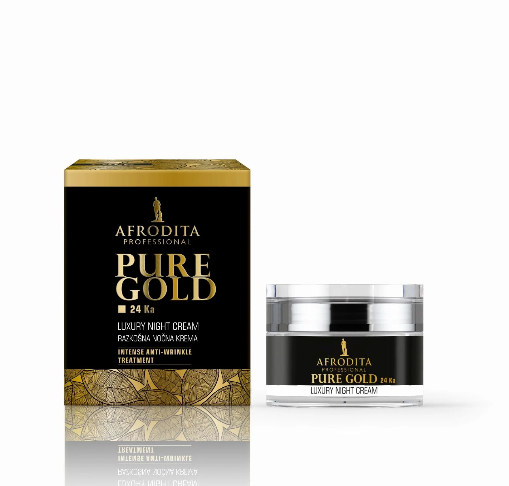 Afrodita Professional Pure Gold 24 Ka luksusowy krem na noc l 50 ml l wydajna formuła przeciwstarzeniowa z cząsteczkami czystego 24-karatowego złota
