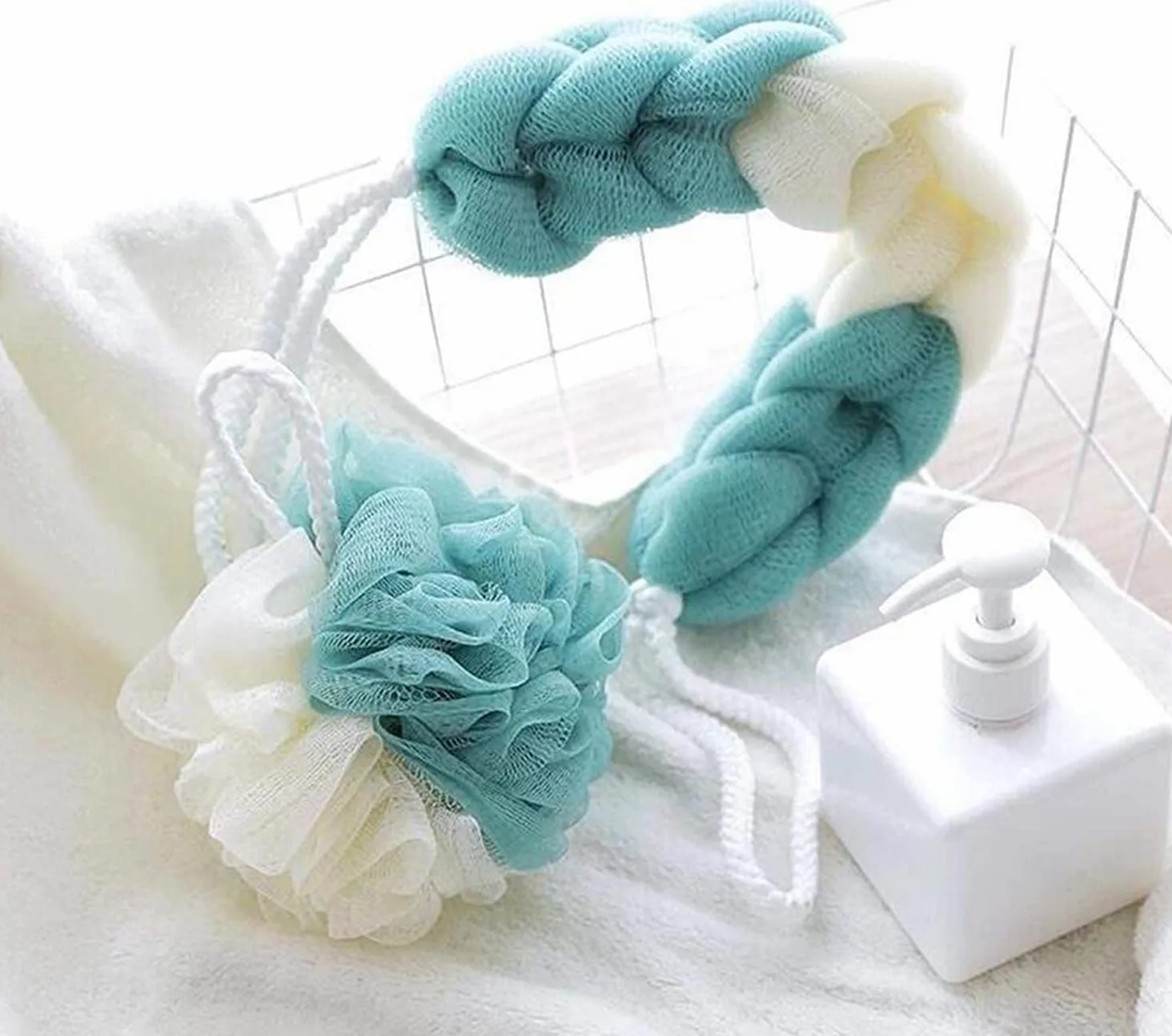 3 szt. Gąbka do kąpieli Złuszczanie ciała Pufa Loofah Gąbka Miękka kąpiel Bardzo gęsta Piłka prysznicowa Zielony Biały Różowy