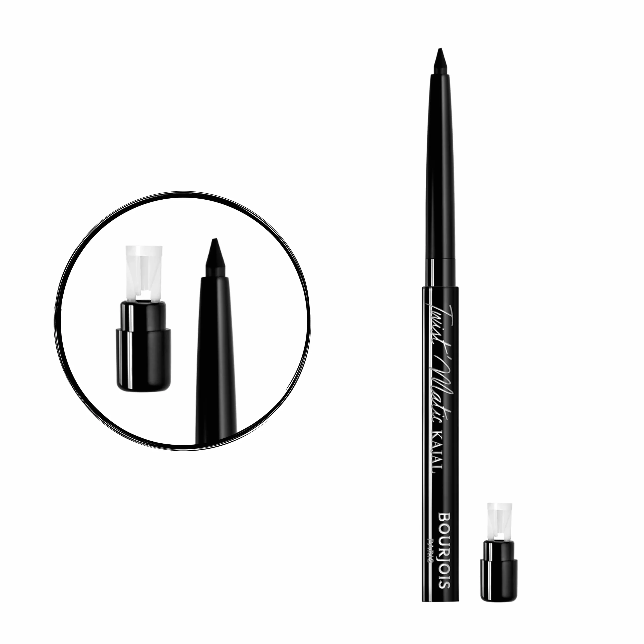 Bourjois Twist’Matic Kajal kredka automatyczna do oczu, wodoodporna kredka do oczu z temperówką, nr 01 - Char’Kohl