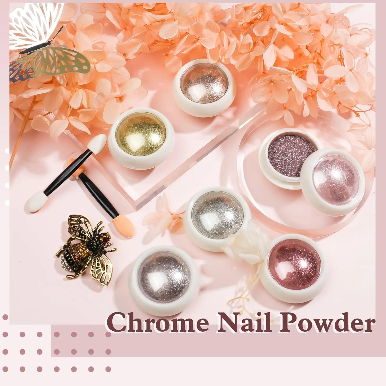 BISHENG 6 Box Rose Gold Chrome Pure Powder Magic Mirror Effect do zdobienia paznokci