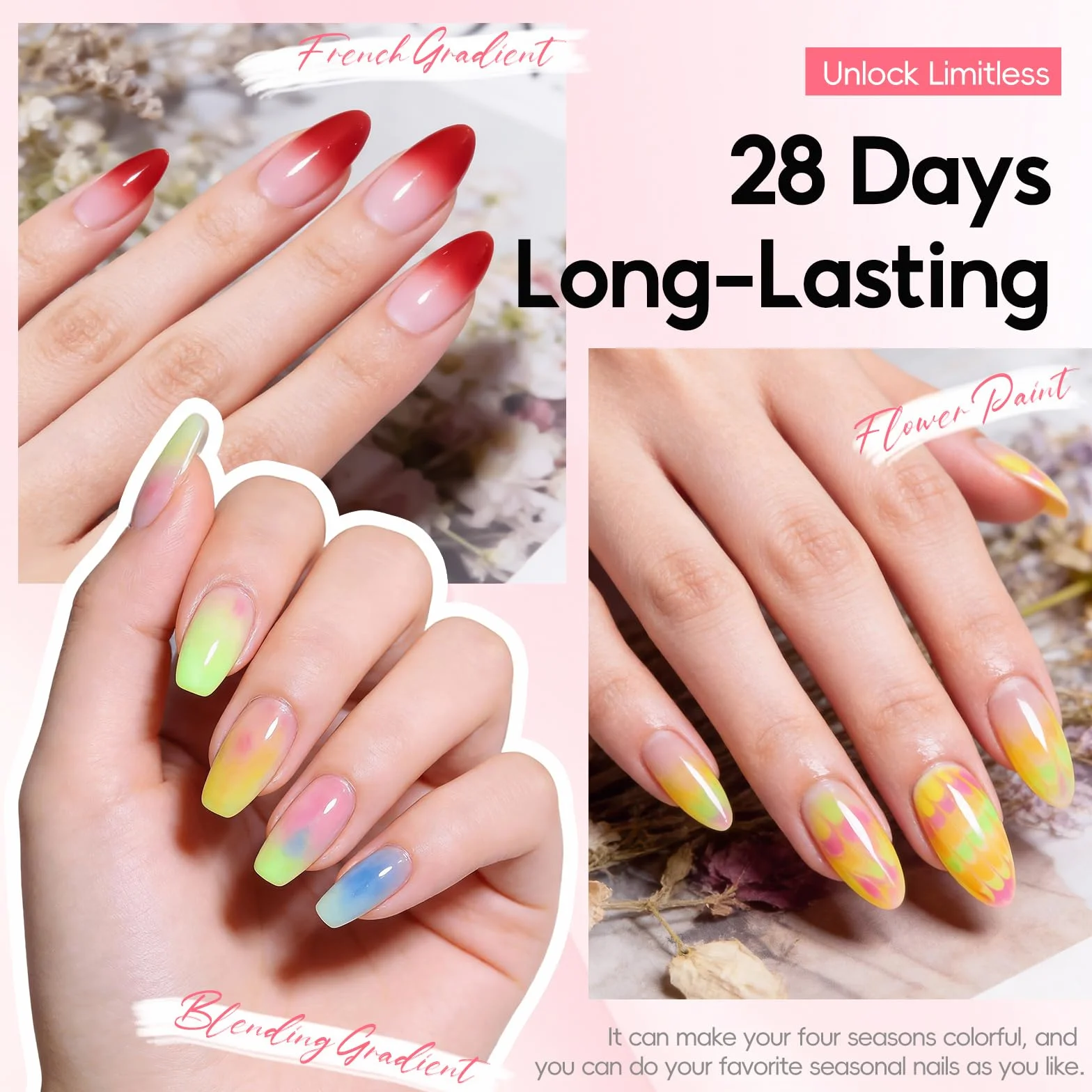 PEACECOLOR 15 ml żel do paznokci UV do rozprowadzania, przezroczysty marmurowy paznokieć, kwiaty, akwarela, nadruk kwiatowy, do manicure zrób to sam i dla początkujących