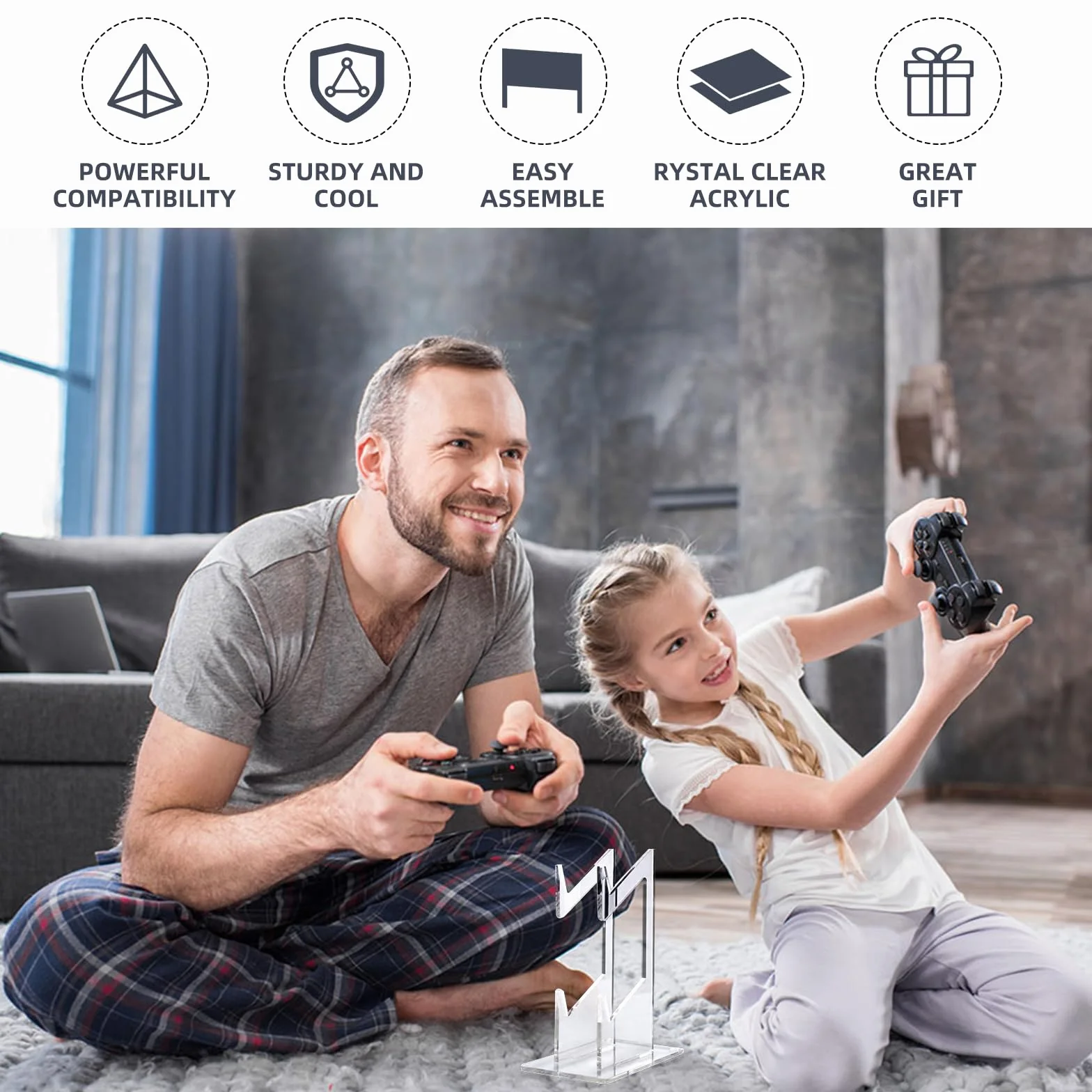 Sophisticate Akrylowy uniwersalny stojak na słuchawki i kontroler 2 w 1 do PS4/PS5/Xbox/Xbox 360 - akcesoria do gier o tematyce kosmicznej