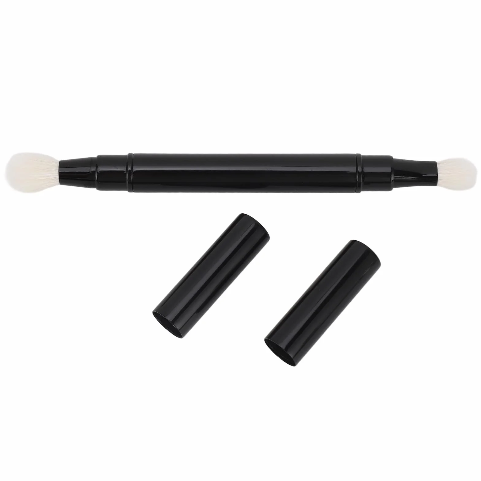 Yosoo Health Gear Chowany pędzel do cieni do powiek z podwójną końcówką do podróży, miękkie włosie wełniane, czarny, pędzel kosmetyczny, zestawy pędzli, do cieni do powiek