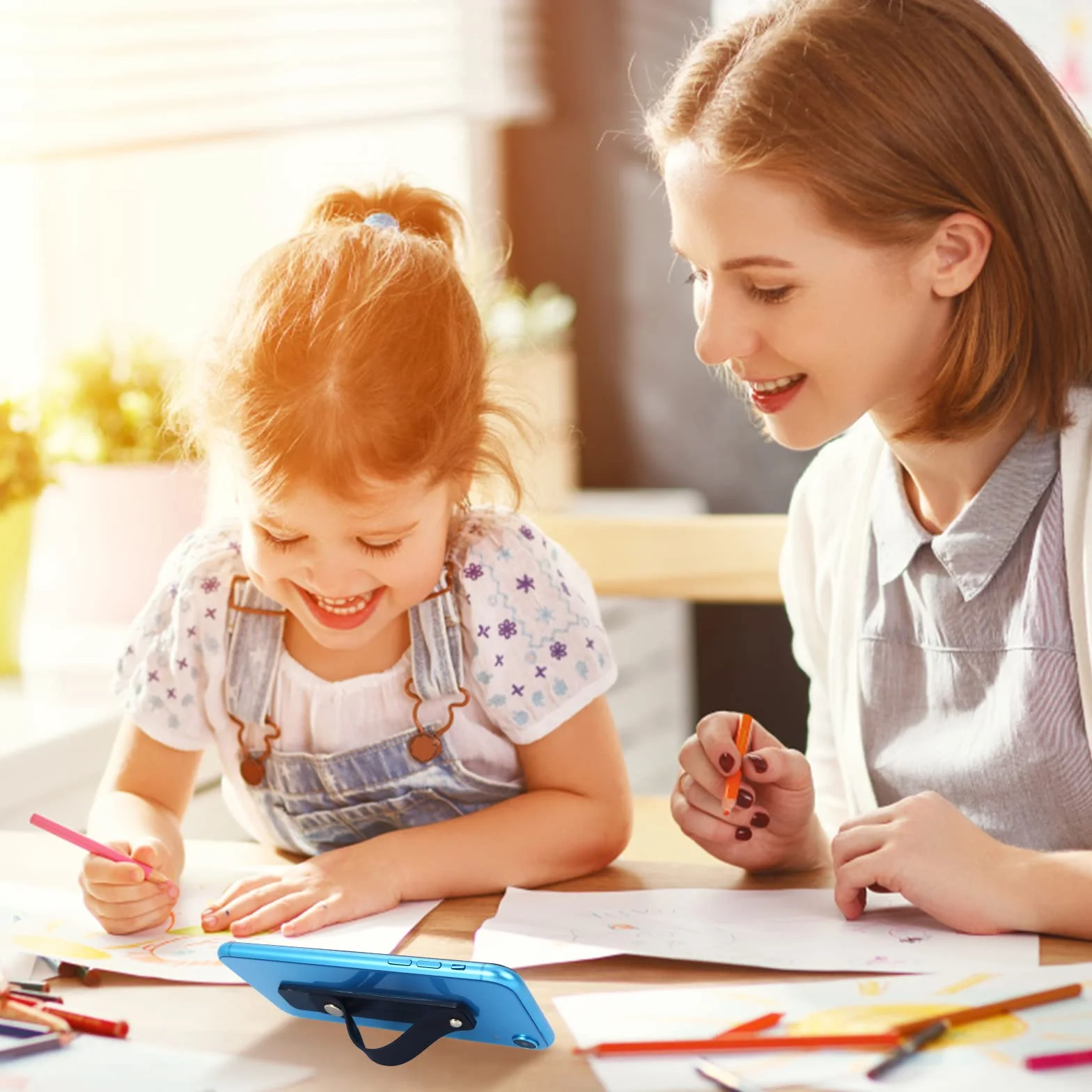 Molain Uchwyt na palec na telefon, 5 szt., uchwyt na palec, telefon komórkowy, silikonowy pasek, teleskopowy uchwyt na telefon komórkowy do wszystkich smartfonów (5 kolorów)