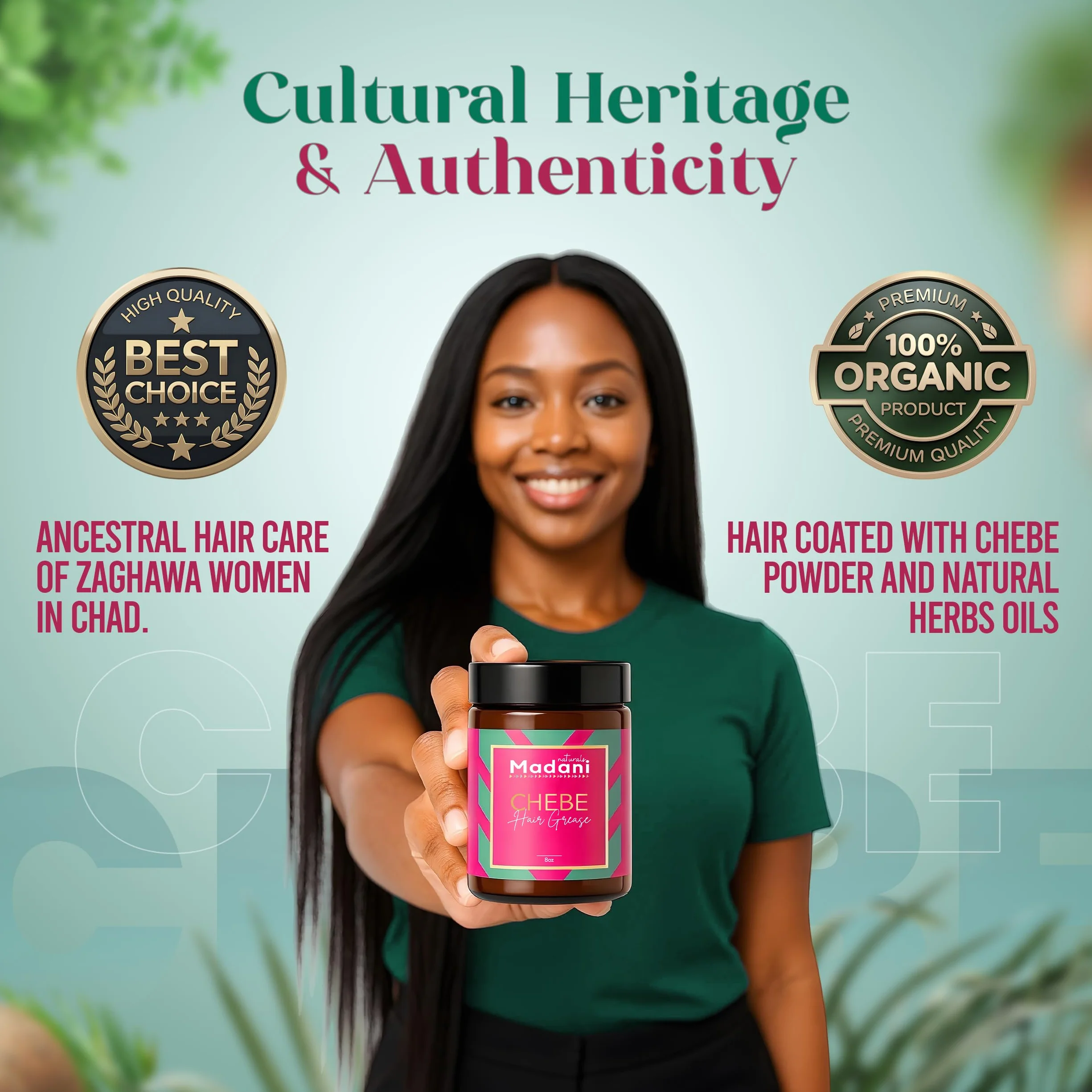 Madani Naturals Chebe Smar do wzrostu włosów z olejkiem rozmarynowym, przerzedzające się włosy i leczenie wypadania włosów, dla mężczyzn i kobiet, masło wegańskie