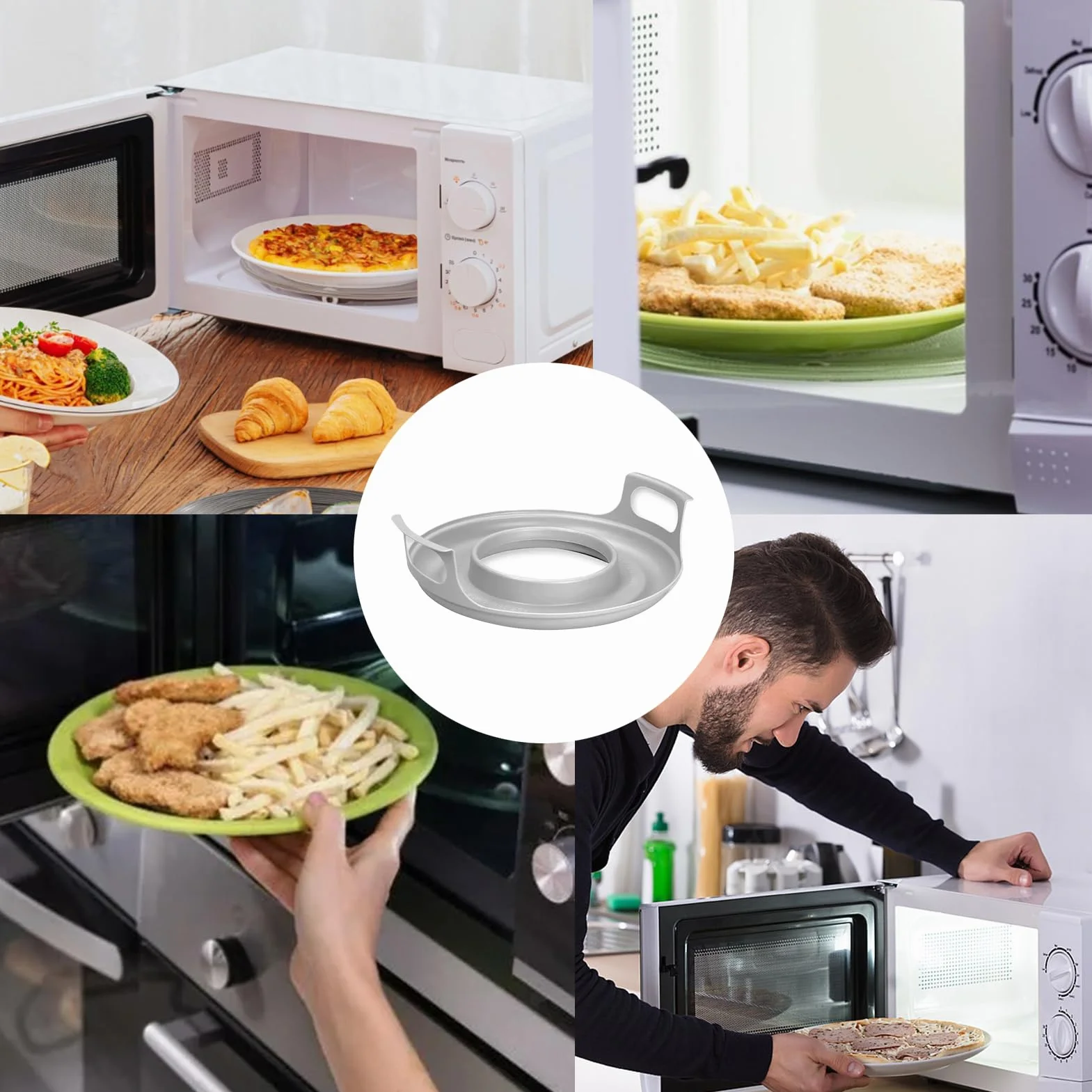 Taca kuchenk? mikrofalow? ?aroodporna z uchwytami do przenoszenia gor?cych i zimnych naczyń