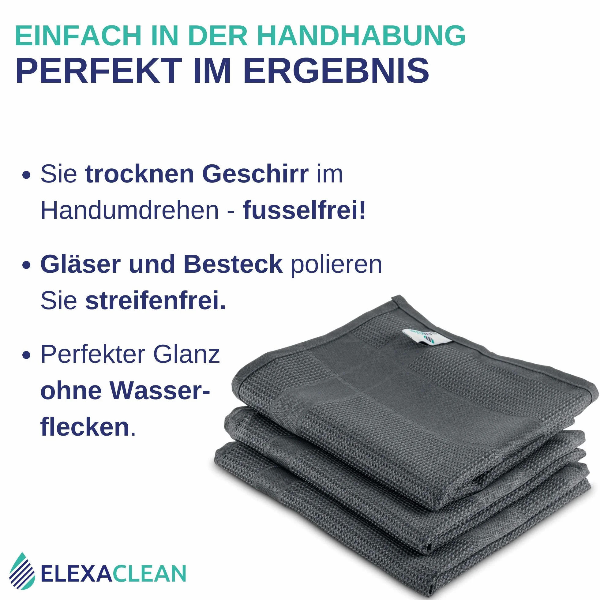 Ręczniki kuchenne mikrofibra ELEXACLEAN 6 szt. 68x42 cm antracyt chłonne pranie 60°C