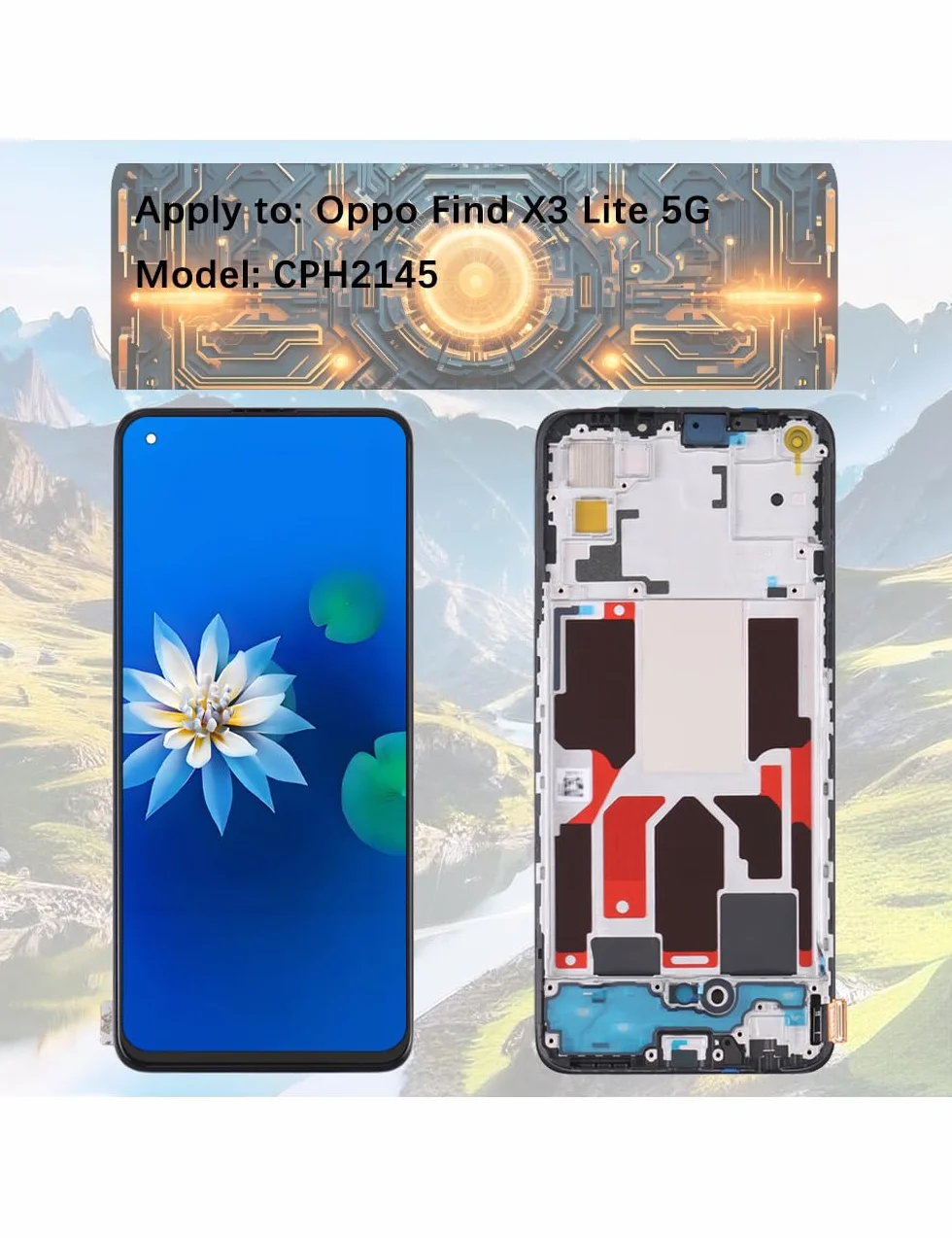 H&LYCYJ Wyświetlacz do Oppo Find X3 Lite 5G TFT CPH2145 LCD ekran zamienny zestaw montażowy z ramką (bez odcisków palców)
