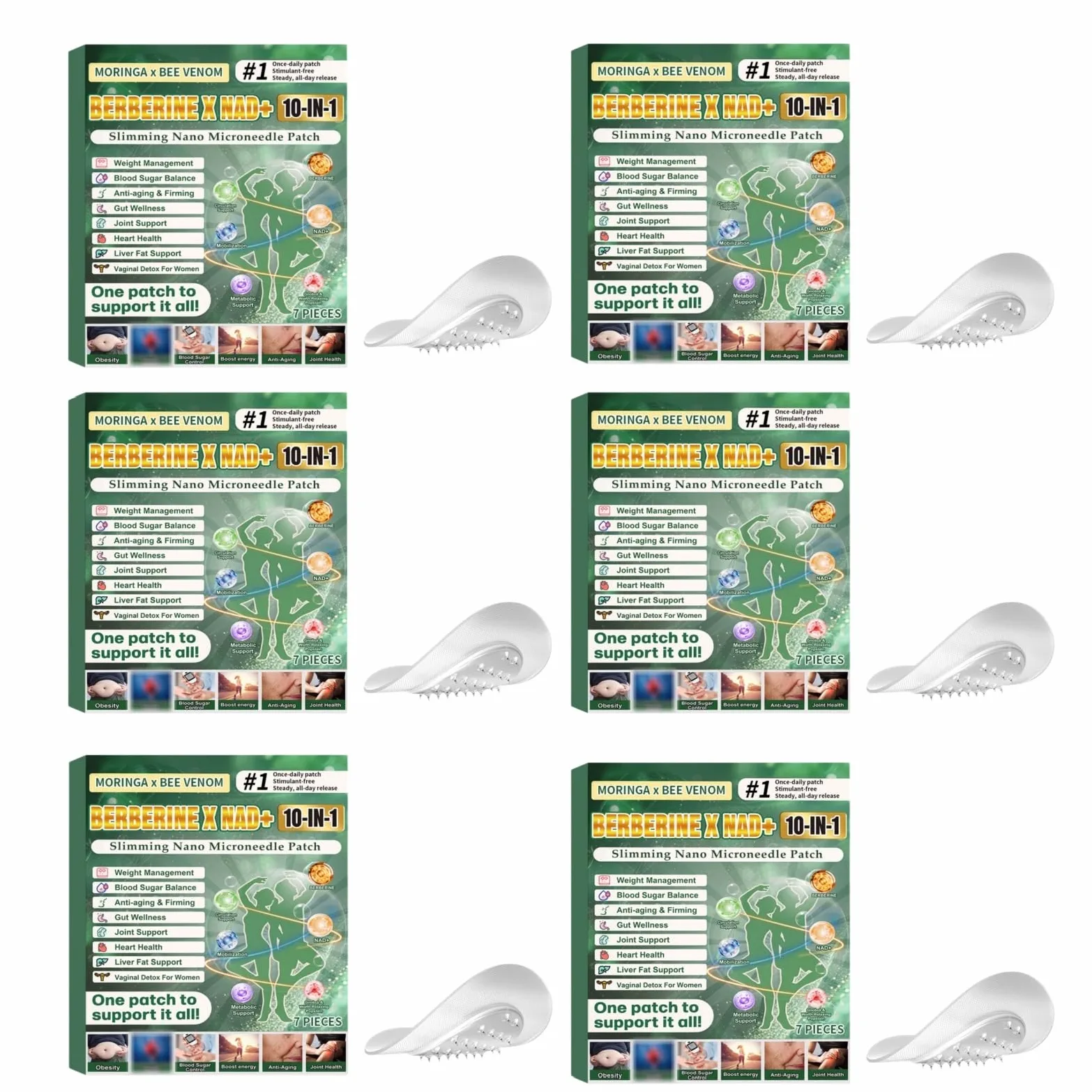 Plaster odchudzający Nano Microneedle, Plaster Moringa x Berberine 10 w 1, naturalne składniki, łatwa w aplikacji, niewidoczna pod ubraniem, idealna dla mężczyzn i kobiet
