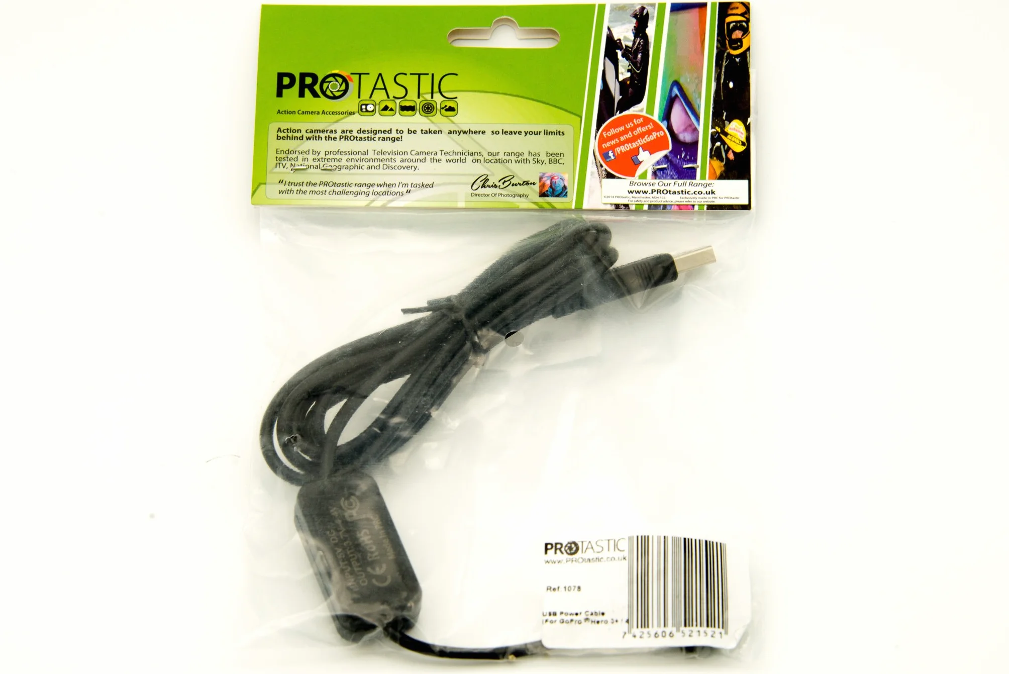 PROtastic® Batteria Eliminator Cavo di alimentazione USB per Hero4 e GoPro Hero3 Action Camera