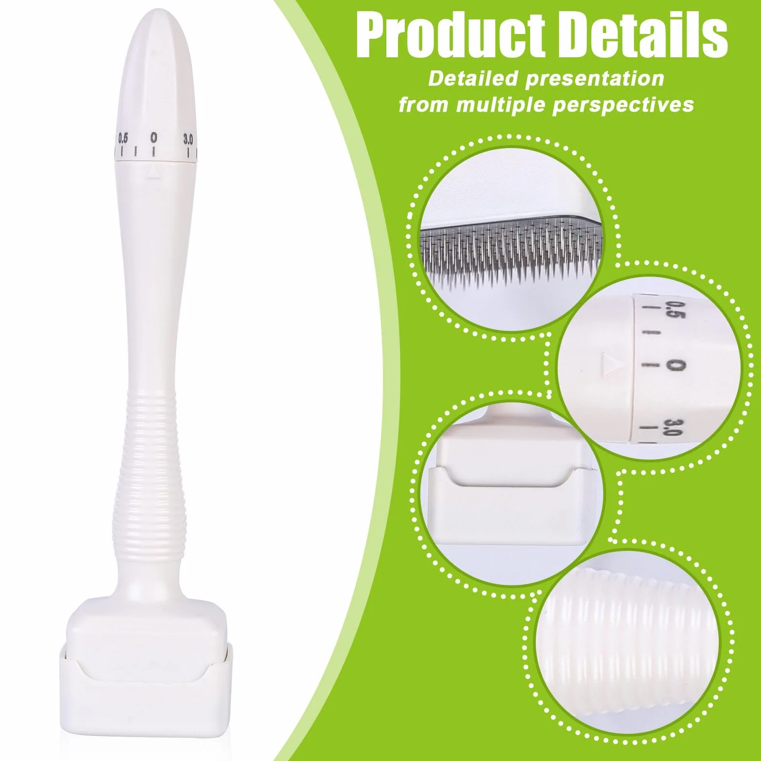 Derma Stamp Microneedling: regulowany mikroigłowany dermastamp z 140 tytanowymi pinami, profesjonalny mikroigłowany dermapen do włosów, derma stempel do twarzy, ciała, włosów, zarostu w domu