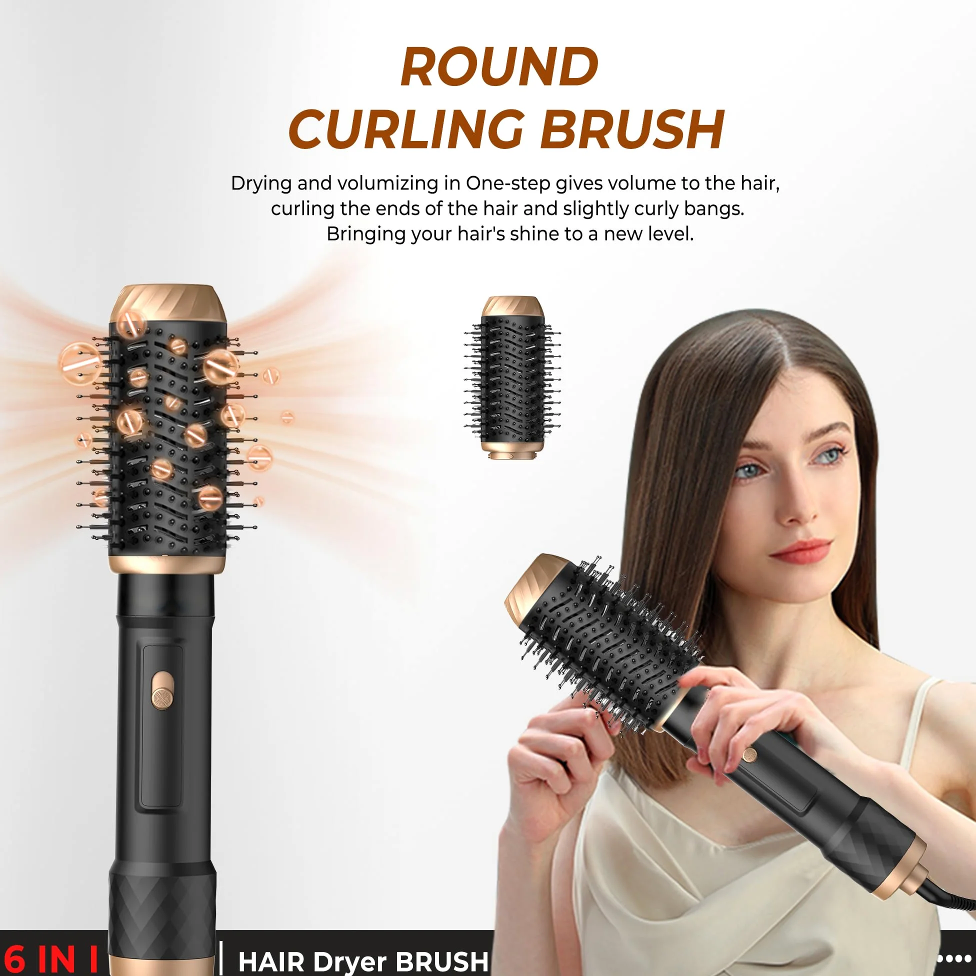 Hairstyler 6 w 1 Air Styler, 1000 W, okrągła suszarka do włosów, do stylizacji i suszenia z lokówką powietrzną, okrągłą suszarką do włosów, szczotką do suszarki, szczotką z ciepłym powietrzem