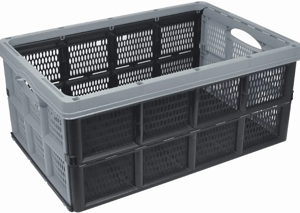 COM-FOUR® Skladana skrzynka z wpuszczanym uchwytem 32 litry 50,5x33x22cm szary