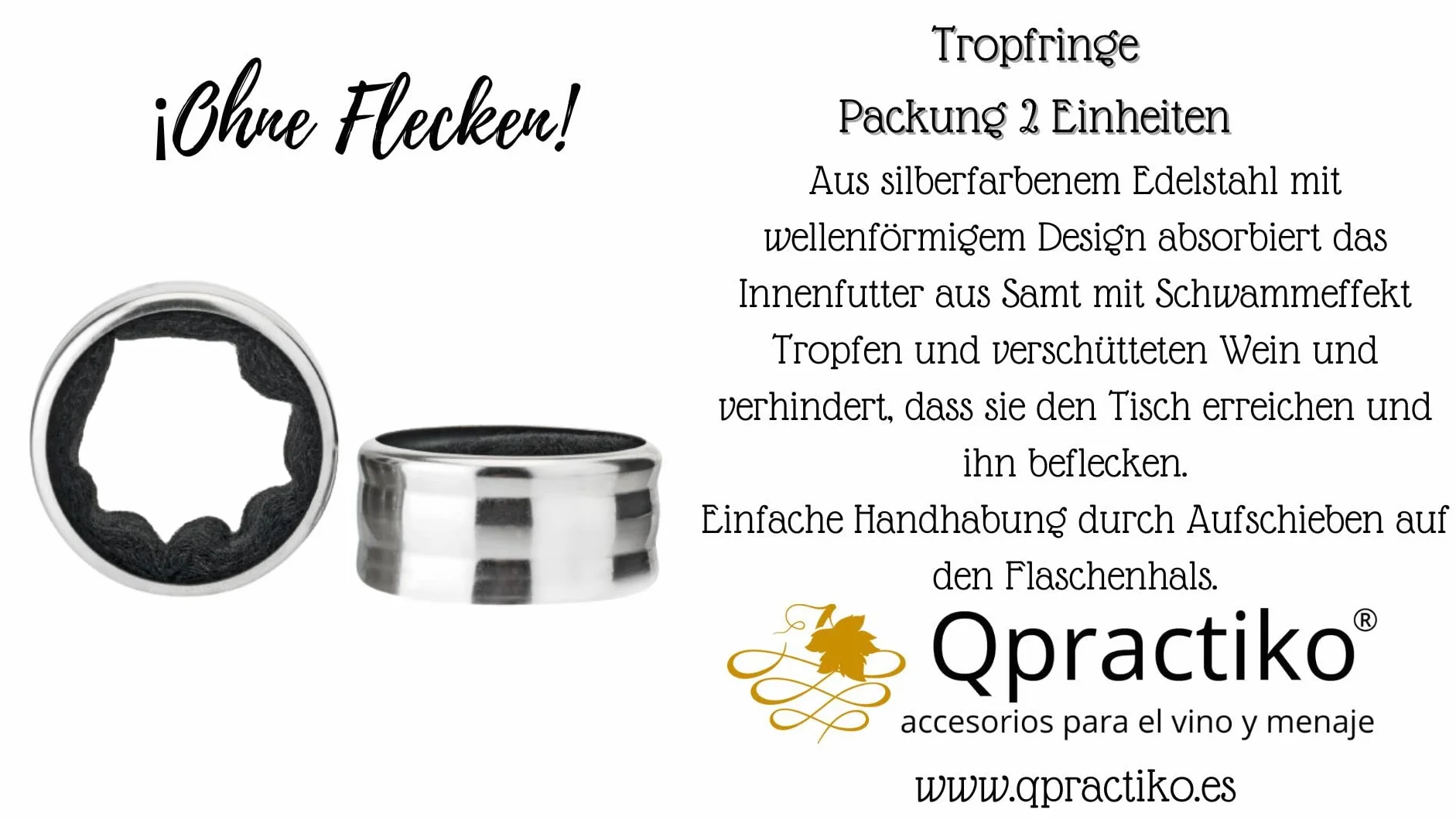 Pierścienie zapobiegające kapaniu ze stali nierdzewnej, 2 sztuki, srebrny, ochronne na stół