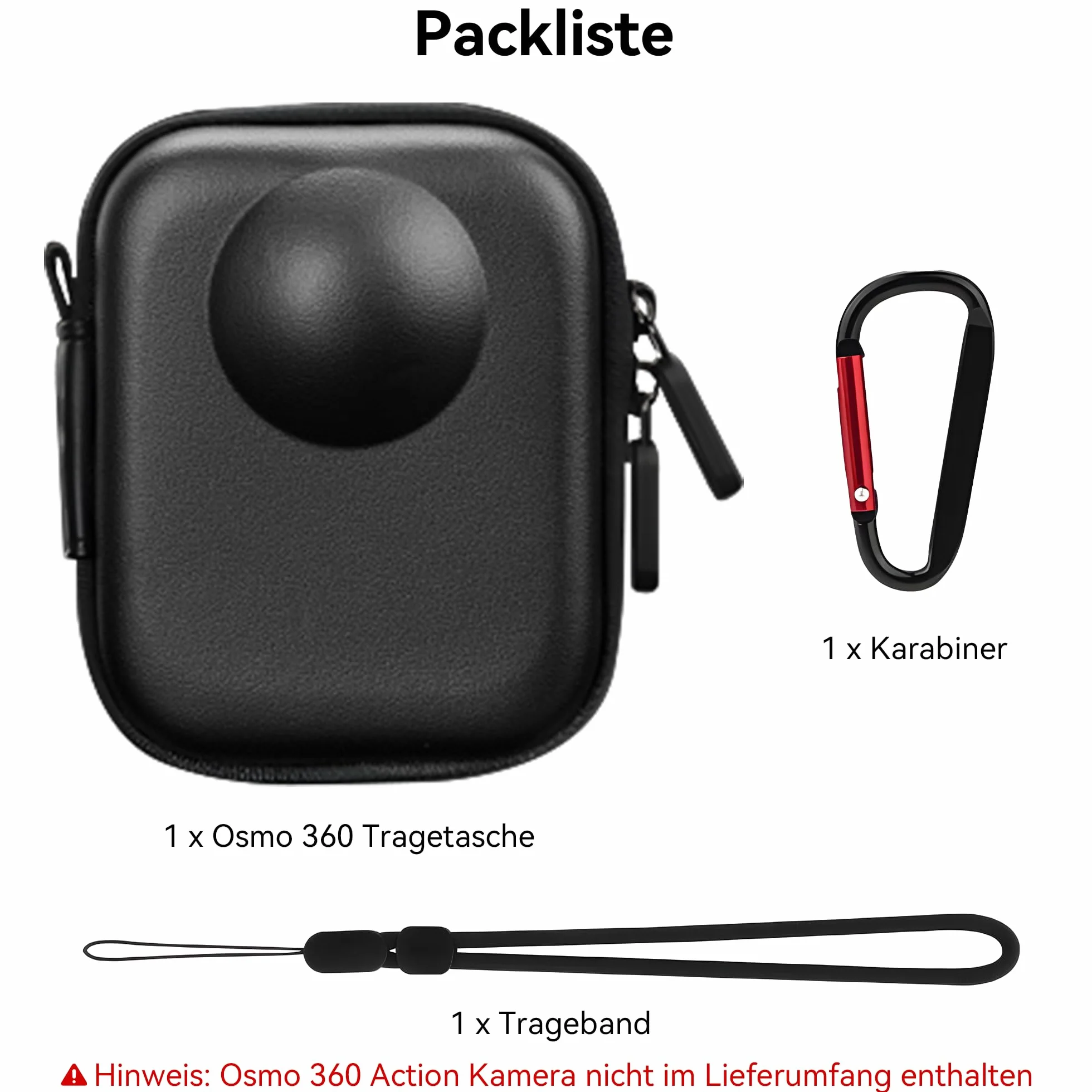 Osmo 360 Etui Transportowe - Przenośna Torba Podróżna z Twardą Powłoką PU do DJI Osmo 360 Przechowywania Akcesoriów Kamery Pokrowiec Ochronny z Karabińczykiem