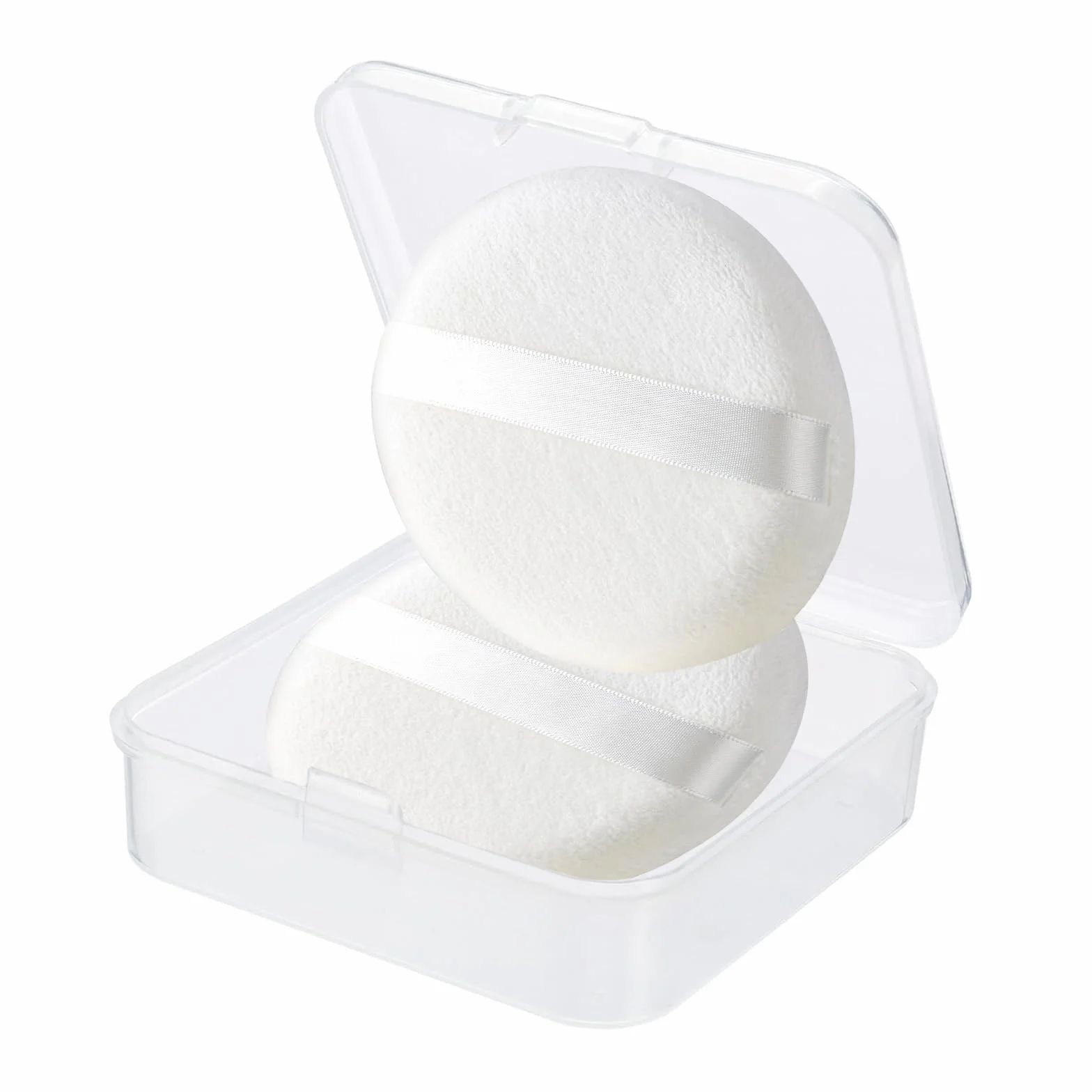 2 szt. duży puf, 10 cm Jumbo czysta bawełna z etui, okrągły puszysty welur ultramiękki puder do ciała do luźnego pudru do ciała, podkład kosmetyczny, gąbka, bezgrzybowy, pufa