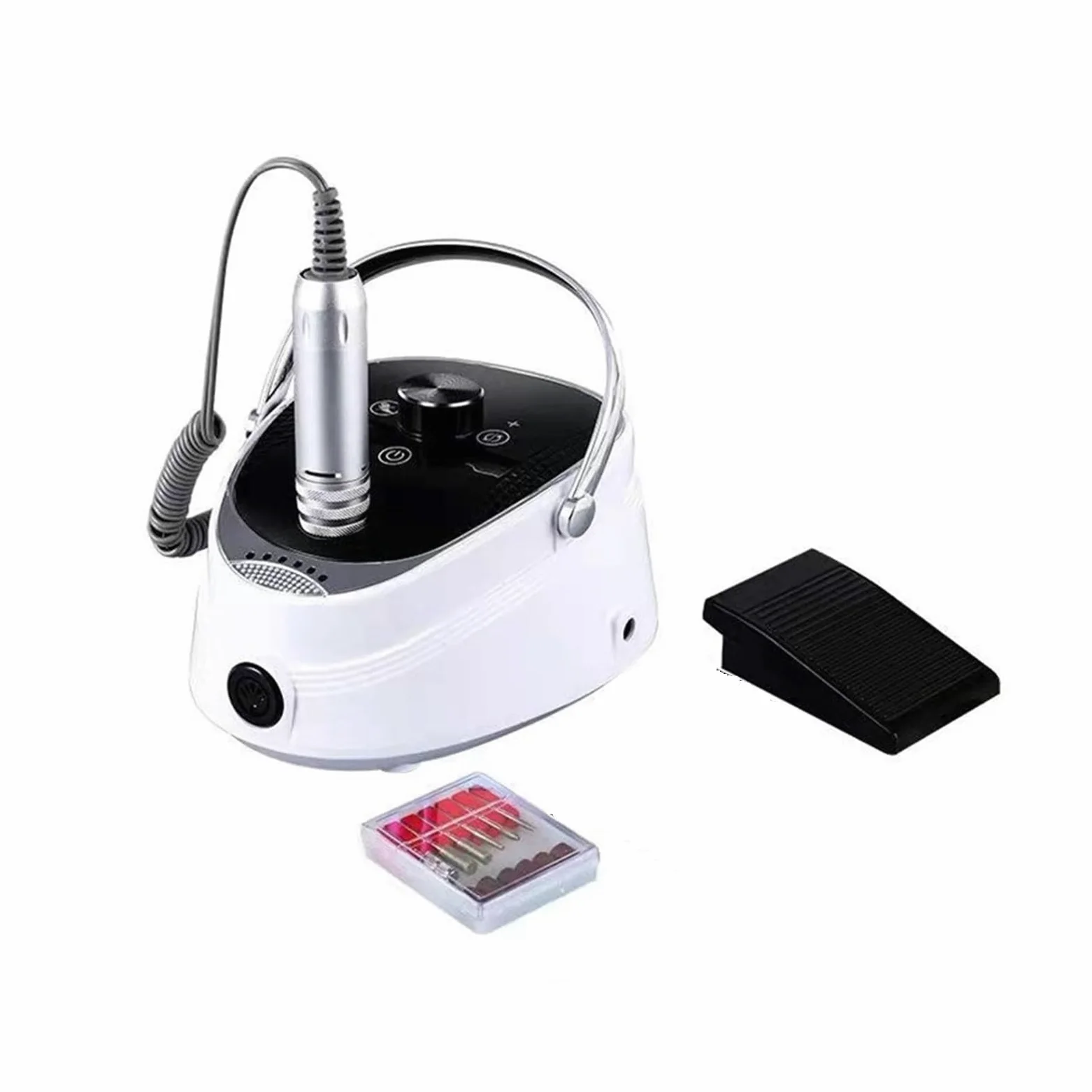 Elektryczna frezarka do paznokci, Akumulatorowa wiertarka do paznokci, żel 35000 RPM, przenośna frezarka Manicure do treningu i użytku domowego(Wit)