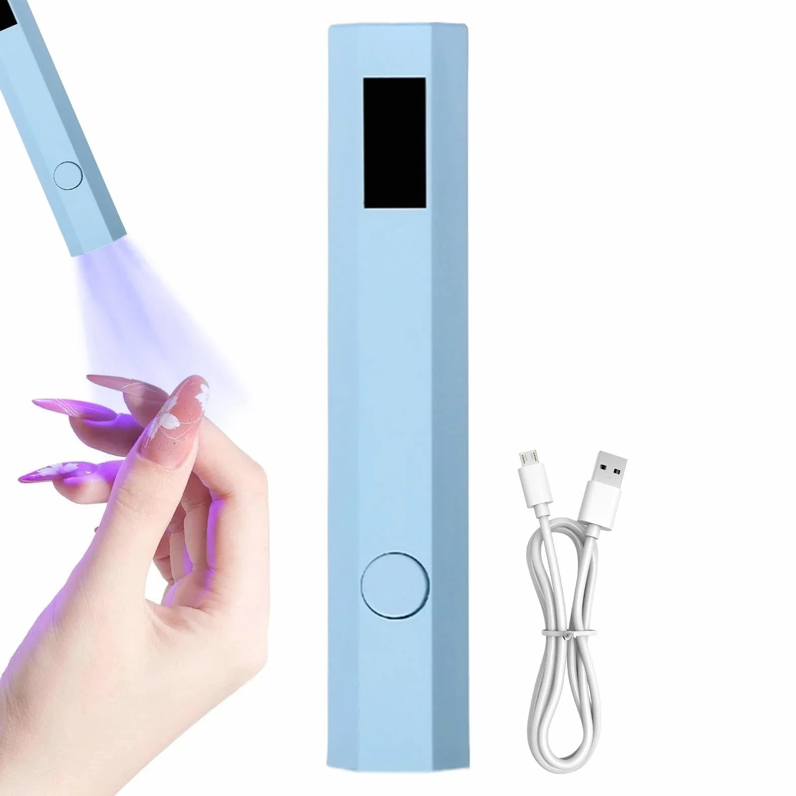 UV Nail Lamp, Small Handheld Gel Polish UV Light, Portable Nail Dryer, 2 Timers, LED Display, Quick Drying, Compact Design, Perfect for Home & Travel Use, 4.06x0.75 inches