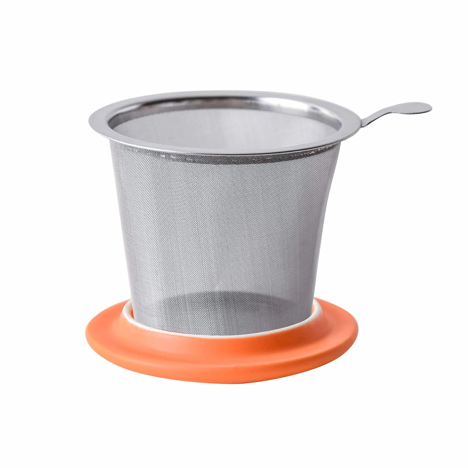 Yundu Filiżanka porcelanowa 360 ml z zaparzaczem i pokrywką, matowy pomarańczowy