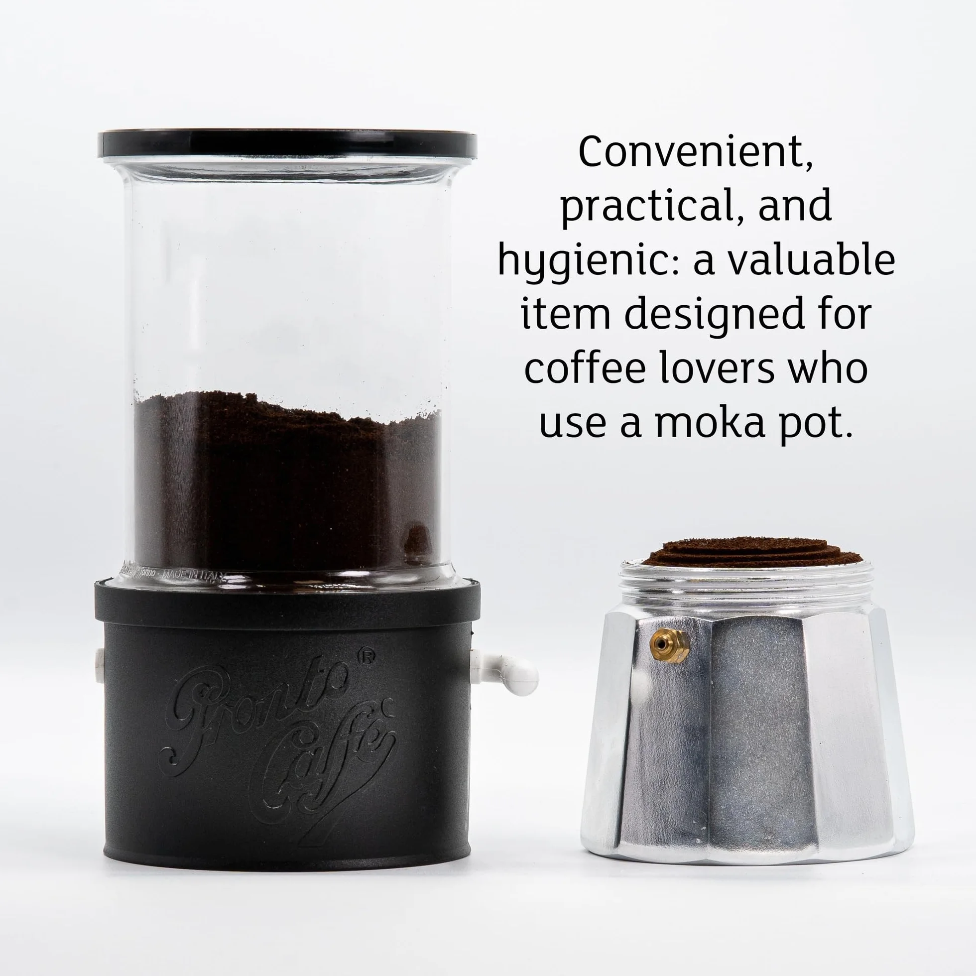 Lavatelli ProntoCoffee Black pojemnik na kawę w proszku z dozownikiem do ekspresów 12 filiżanek 10 cm