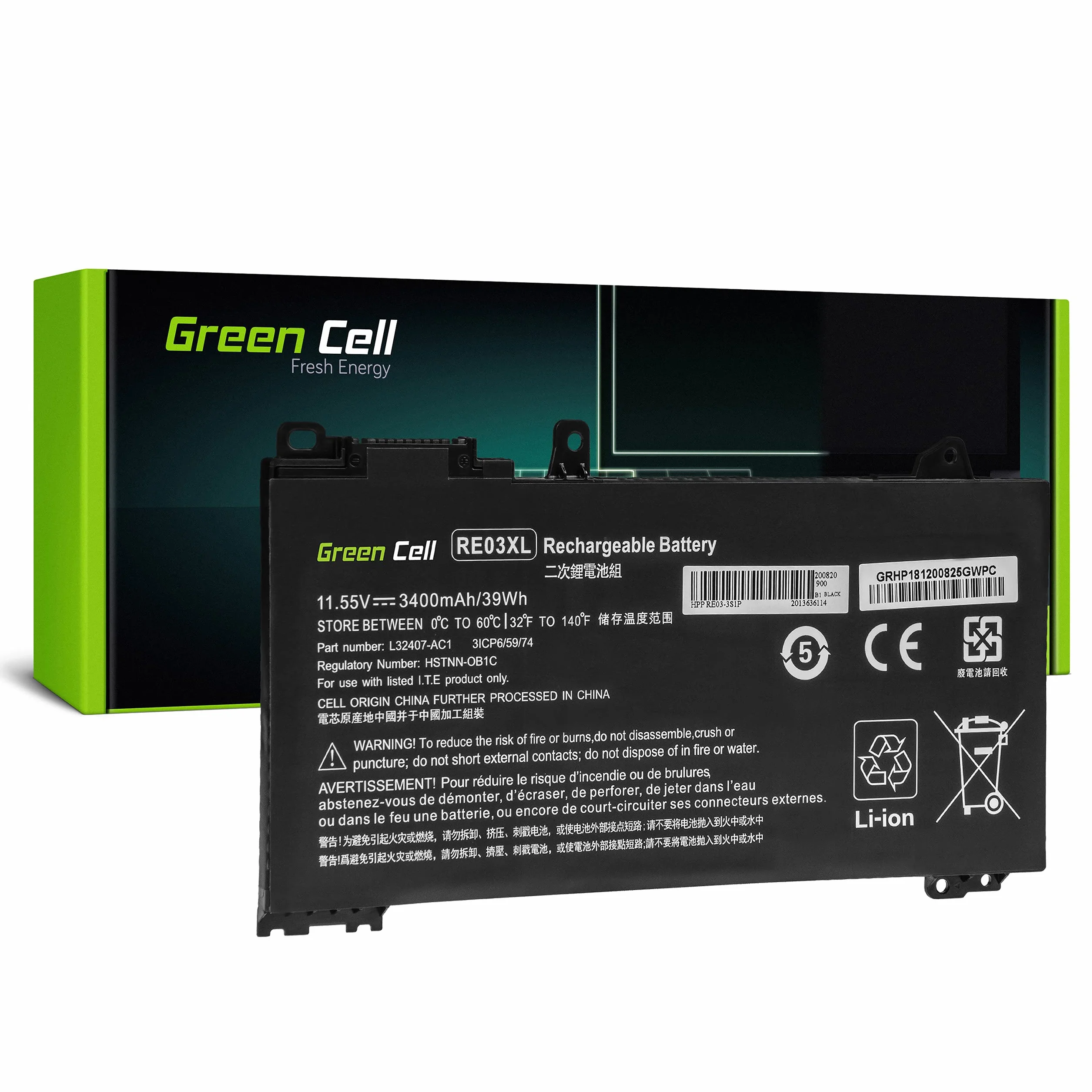 Green Cell Bateria do HP Mobile Thin Client mt22 ProBook 430 G6 G7 440 445 445R 450 455 455R ZHAN 66 Pro 13 G2 14 G3 15 A Laptop (3400 mAh 111111.5 mAh 1.5 mAh 11.5.5.5.555555 5 V, czarny z)