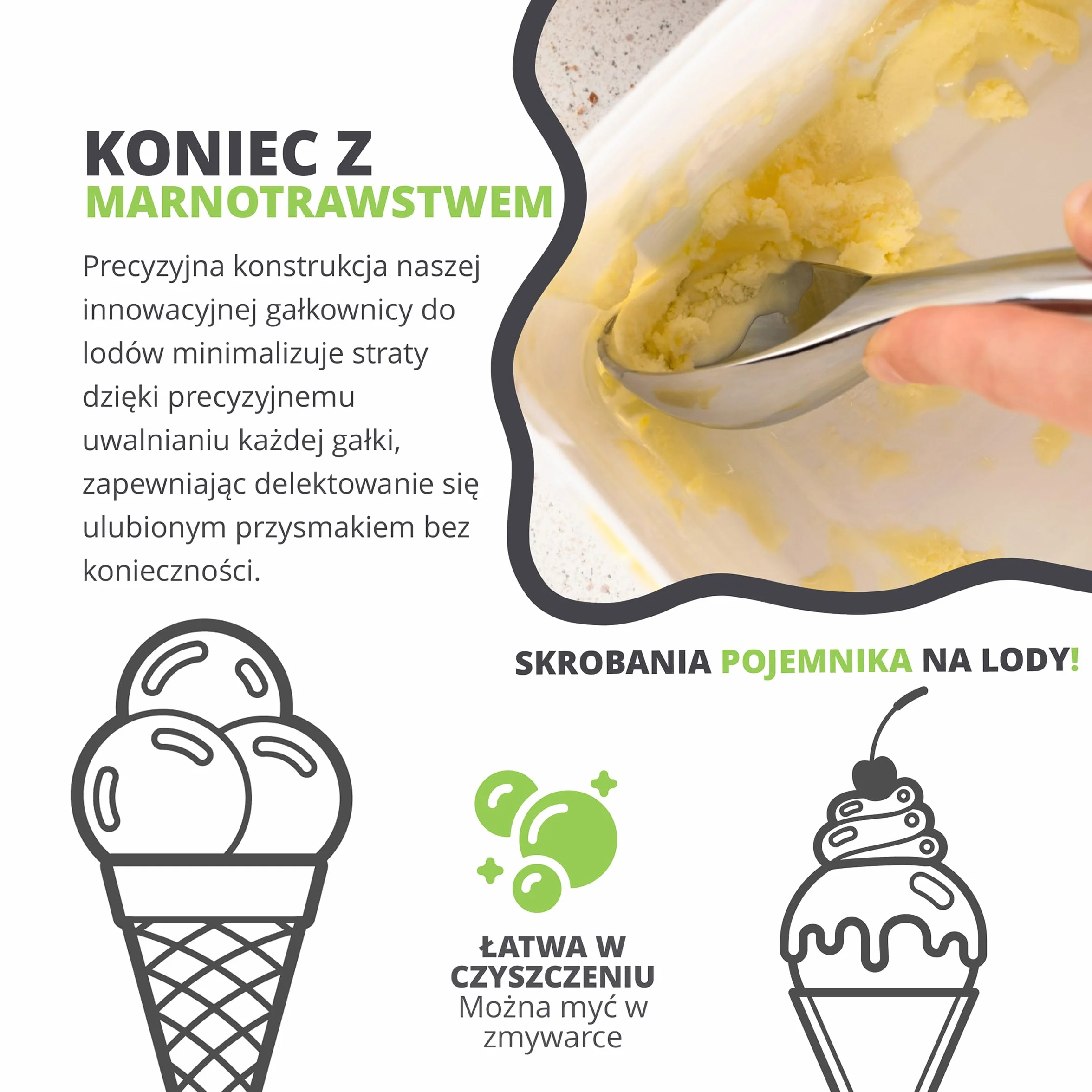 Gałkownica do Lodów ze Stali Nierdzewnej – Ergonomiczny Uchwyt