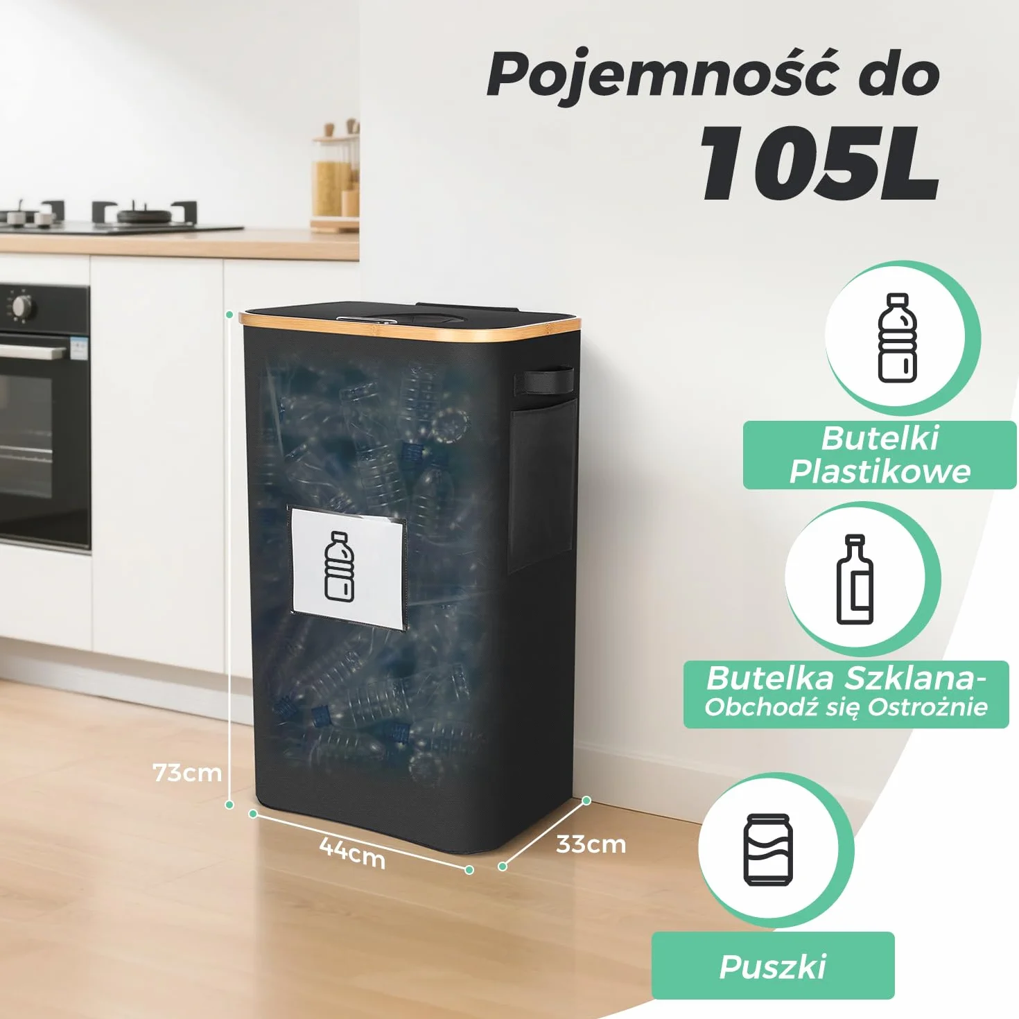 OUSFOT Pojemnik na Butelki 105L Wodoszczelny z Pokrywką