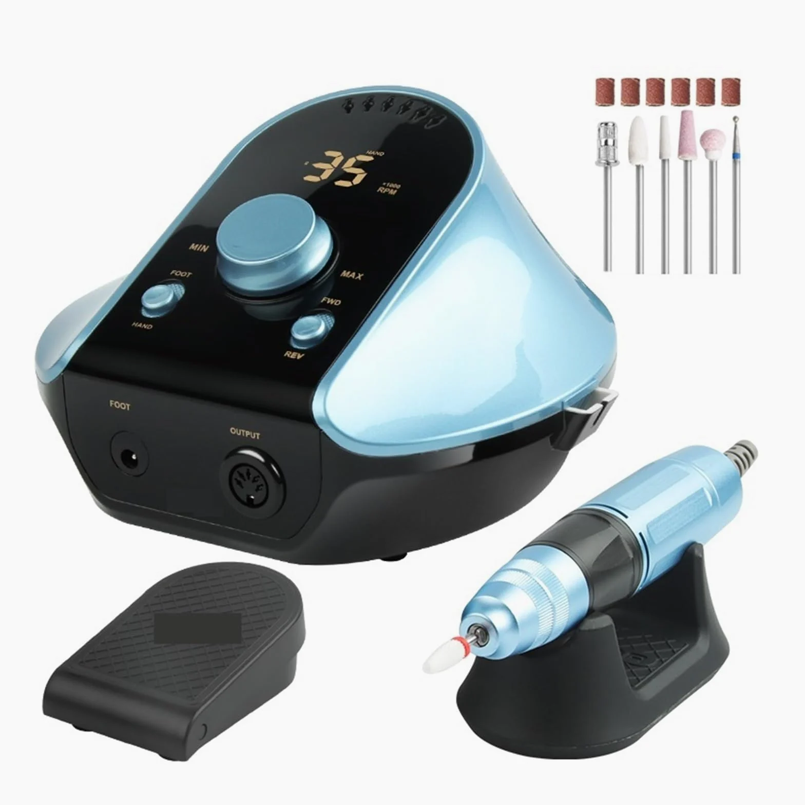Frezarka do paznokci, Elektryczna wiertarka do paznokci, 45000 obr./min Profesjonalne frezy Zestaw do manicure do paznokci akrylowych Salon Manicure, cichy pilnik do paznokci do pedicure(Blauw)
