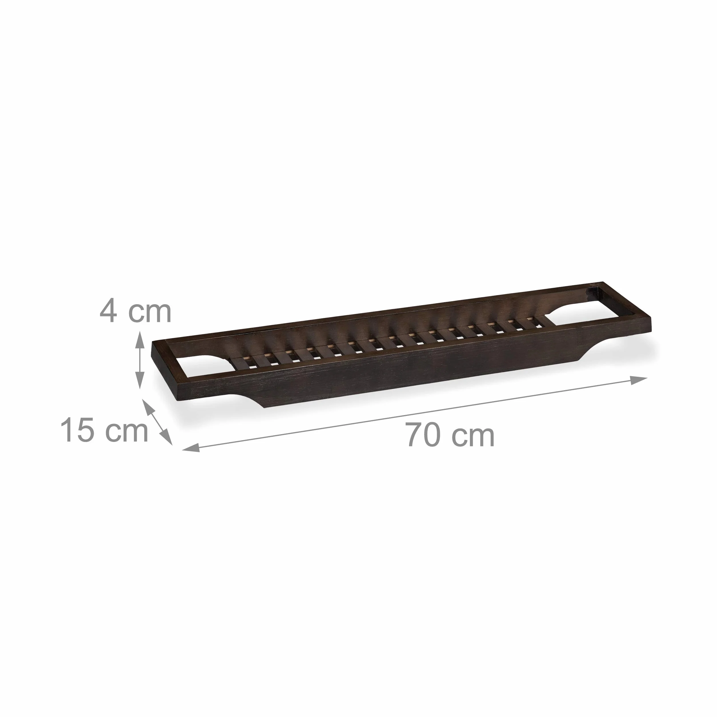 Relaxdays Bambusowa półka na wannę 70 cm deska do zawieszenia ciemnobrązowa