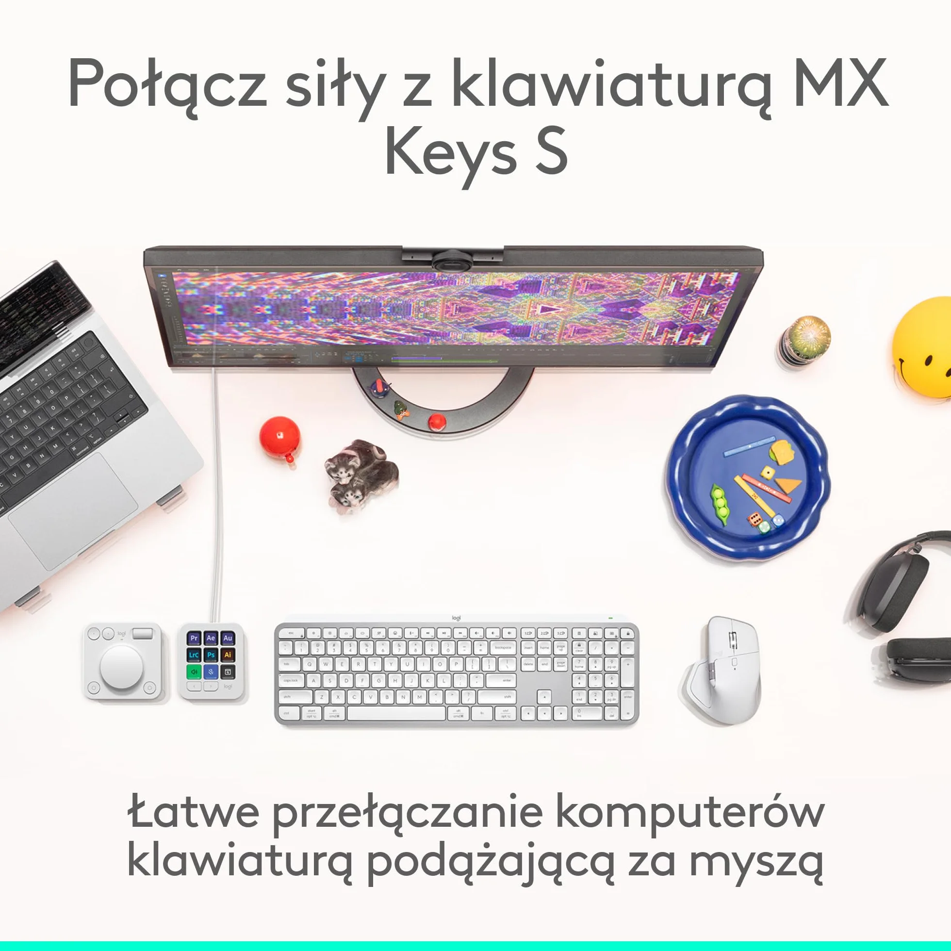 Logitech MX Master 4, ergonomiczna mysz bezprzewodowa z haptyczną informacją zwrotną, błyskawiczne przewijanie, ładowanie USB-C, Bluetooth, Windows, macOS - Jasnoszary