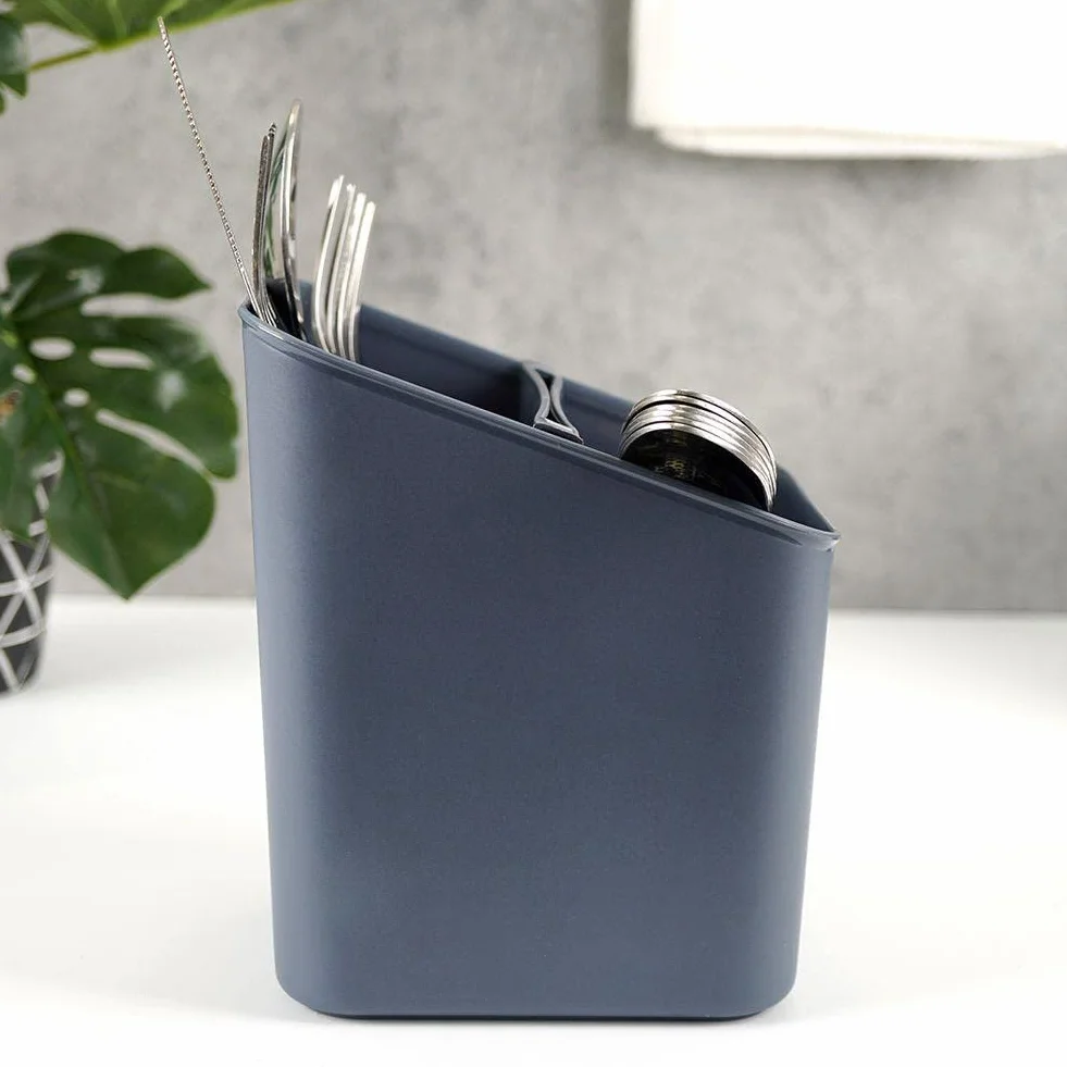 Ociekacz na sztućce Organizer Kosz przybory kuchenne Szary 14x11x16 cm