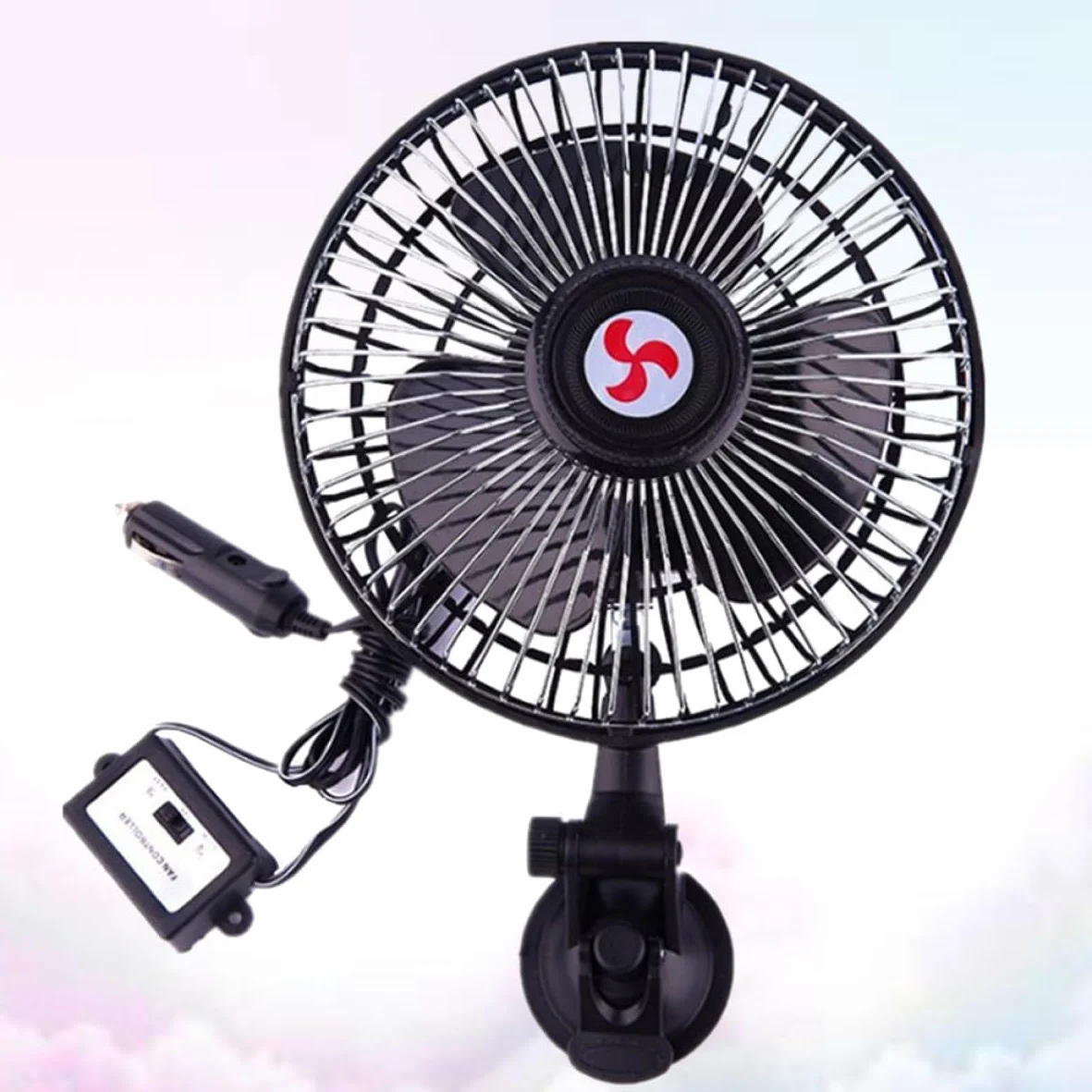 BESTonZON 1 6 elektryczny wentylator do samochodu calowy wentylator samochodowy wentylator z gumowym mocowaniem podwójna głowa zapalniczka wentylator chłodzący chłodnica miłośnik