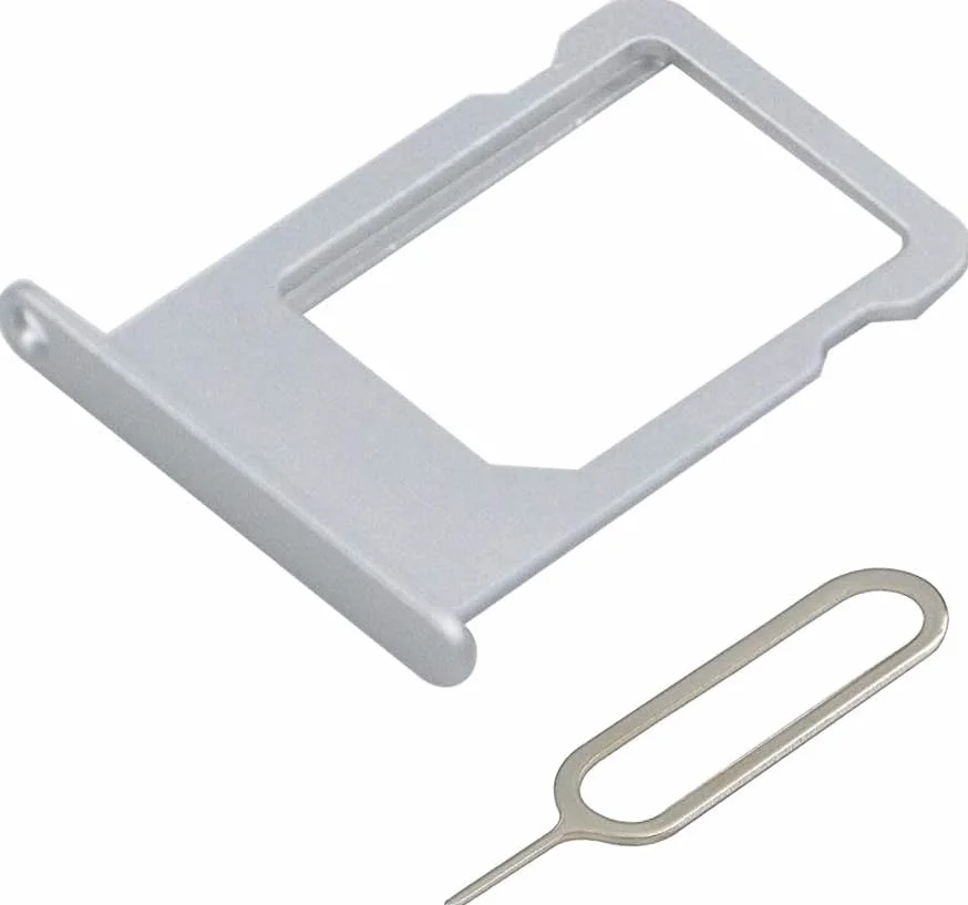 MMOBIEL Uchwyt karty SIM Kompatybilny z iPhone 5S/SE 2016 - sanki z kartą karty SIM, w tym pin SIM - srebrny