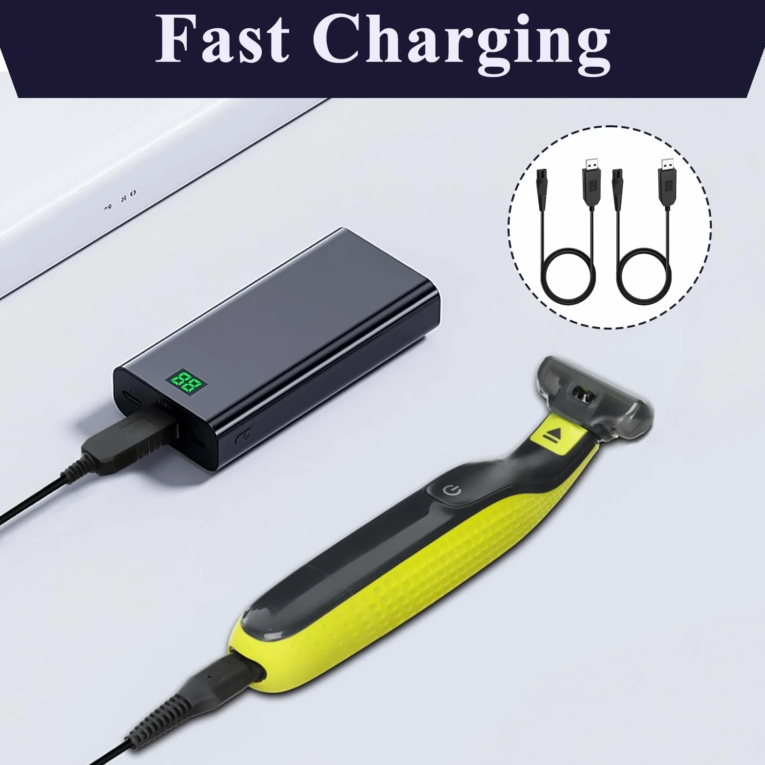 2-pak 5 V kabel ładujący do golarki Philips Norelco One Blade QP2724 QP2824, ładowarka USB do QP1324 QP2834 QP4530 QP4631 MG5910 MG7910 MG7930 MG7950 X3001 MG950 X3001 MG9550 MG10 MG9 520 X5006 2400