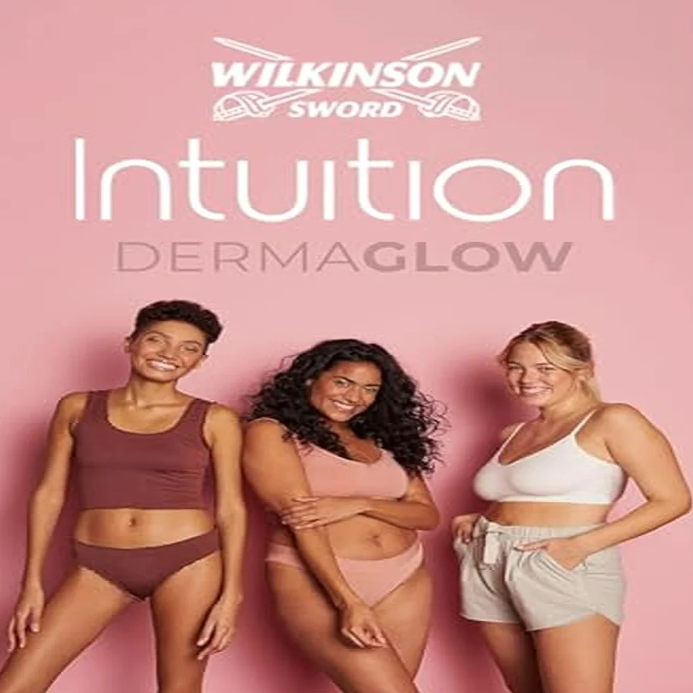 Wilkinson Sword Intuition Dermaglow maszynka do golenia Dermaglow idealna do złuszczania, profilowania brwi, przycinania i usuwania włosów na twarzy, różowa, 1 uchwyt i 2 wkłady