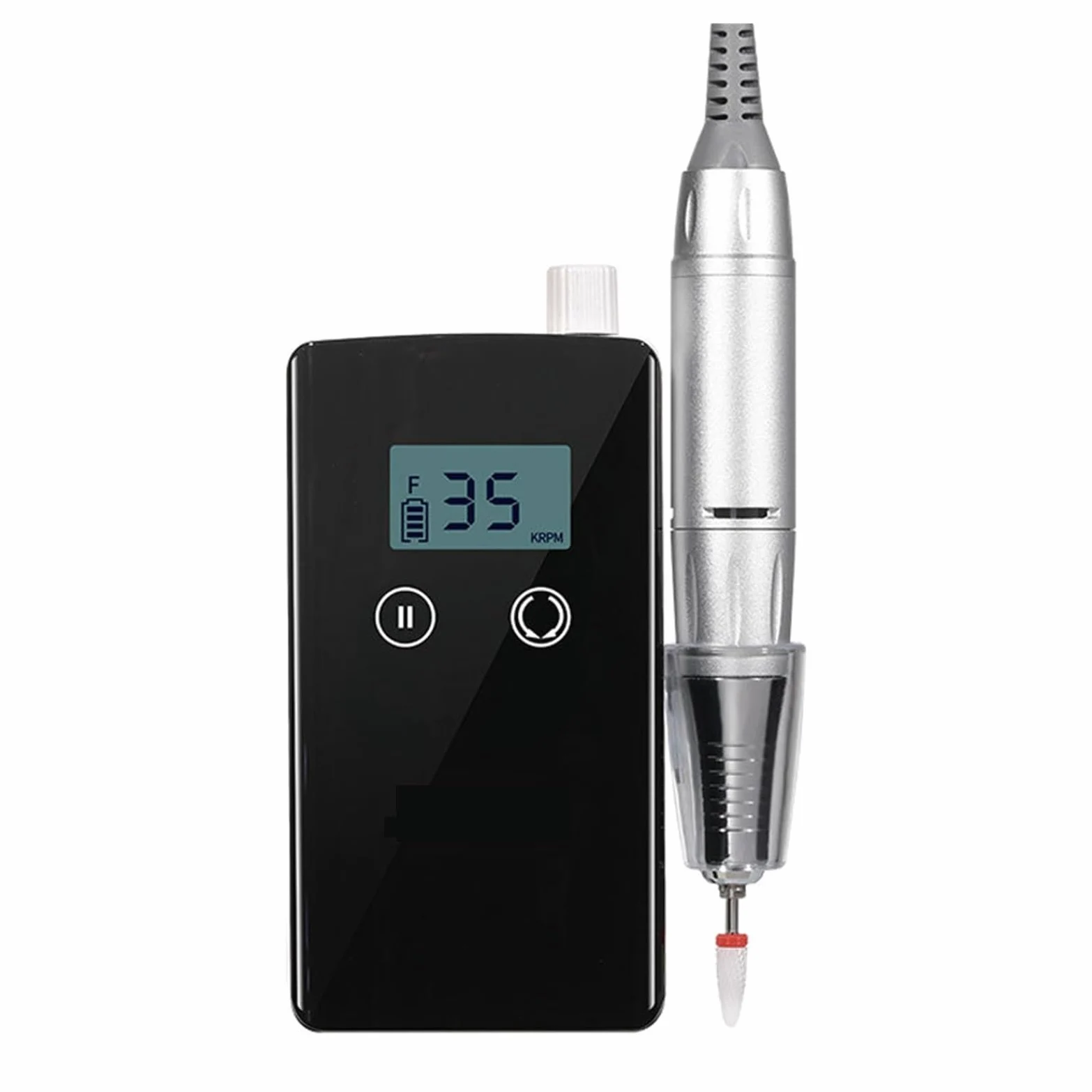 Wiertarka do paznokci, Wiertarka do paznokci 35000RPM z wyświetlaczem LCD HD, akumulatorowy mistrz zdobienia, przenośna frezarka do użytku domowego(Nero)