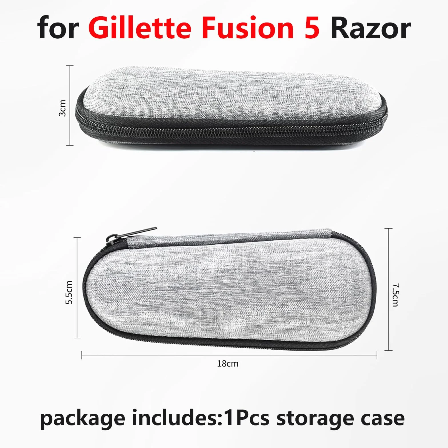 Etui na Maszynkę do Golenia Gillette Fusion5, Wodoodporna, Odporna na Wstrząsy Torba do Przechowywania, Szary, Klasyczny
