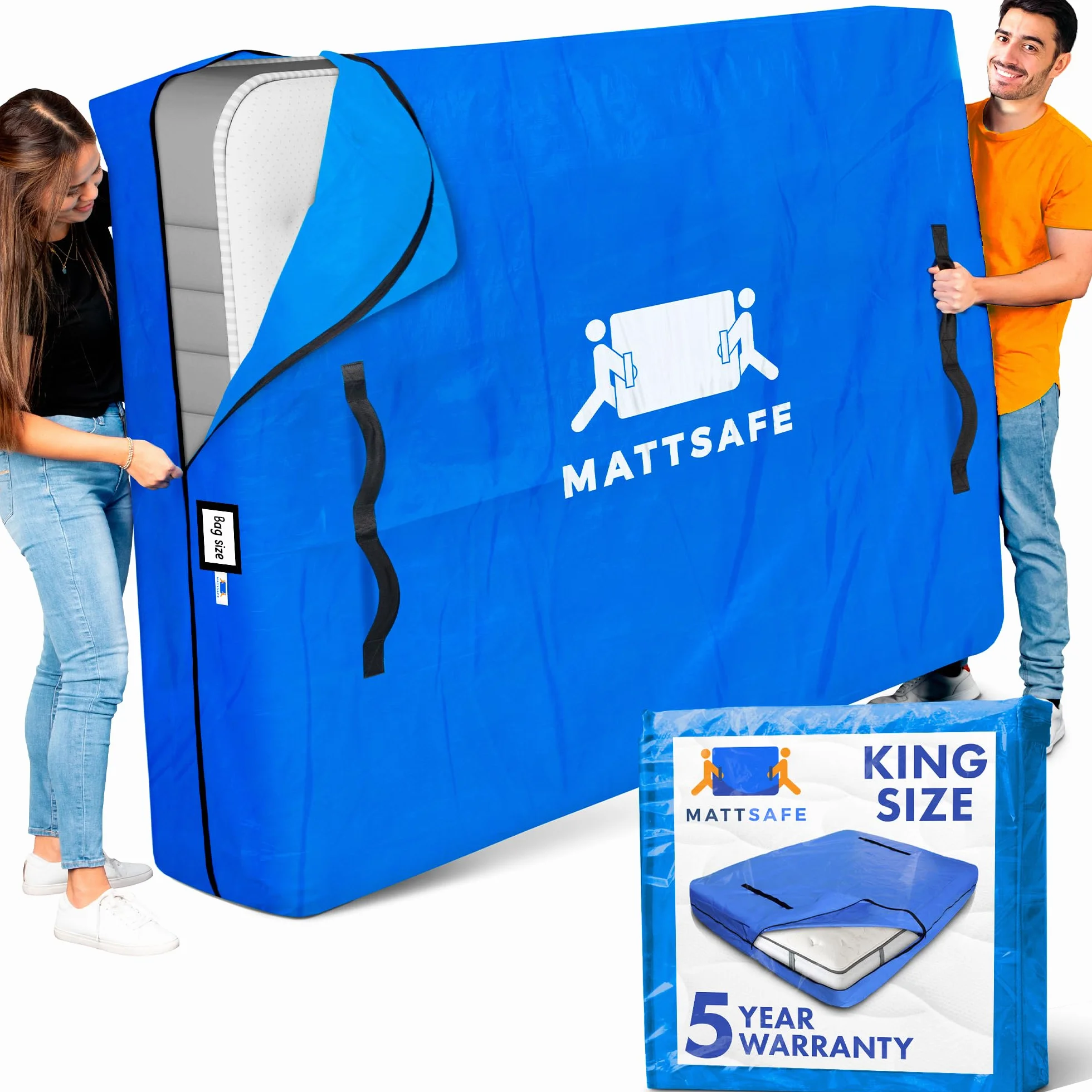 Nordic Elk Torba na materac king-size do przenoszenia i przechowywania, 8 uchwytów, zamek błyskawiczny