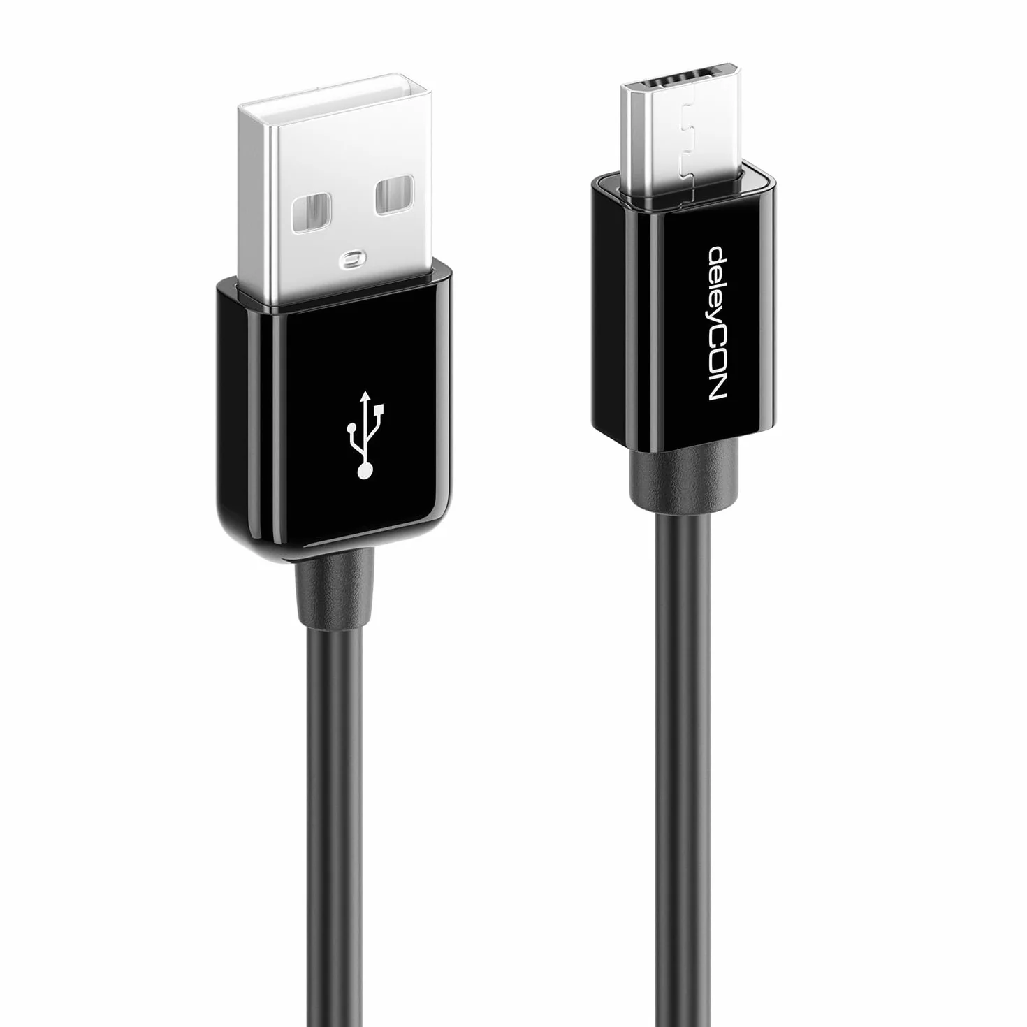 deleyCON 2m Kabel Ładujący Micro USB Kabel do Transmisji Danych Kompatybilny z Android Telefony Komórkowe Smartfony Tablety Odtwarzacze MP3 Aparaty Fotograficzne i Wiele Więcej. - Czarny