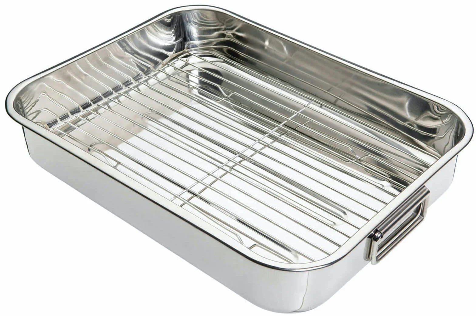 KitchenCraft Duża Brytfanna z Rusztem, Stal Nierdzewna, 43 × 31 cm - Kolor Srebrny