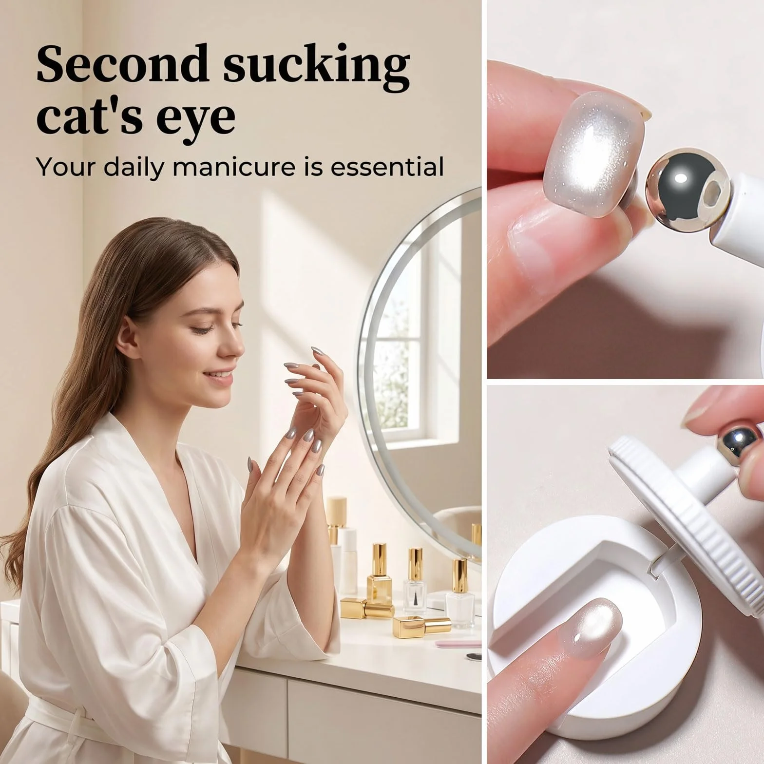 Cat Eye Magnet 360° Obrotowy Magnetyczny Marker do Paznokci UV Cateye Akcesoria 2 sztuki Biały Różowy Nail Art DIY Design N40 Silna siła magnetyczna do efektów pereł